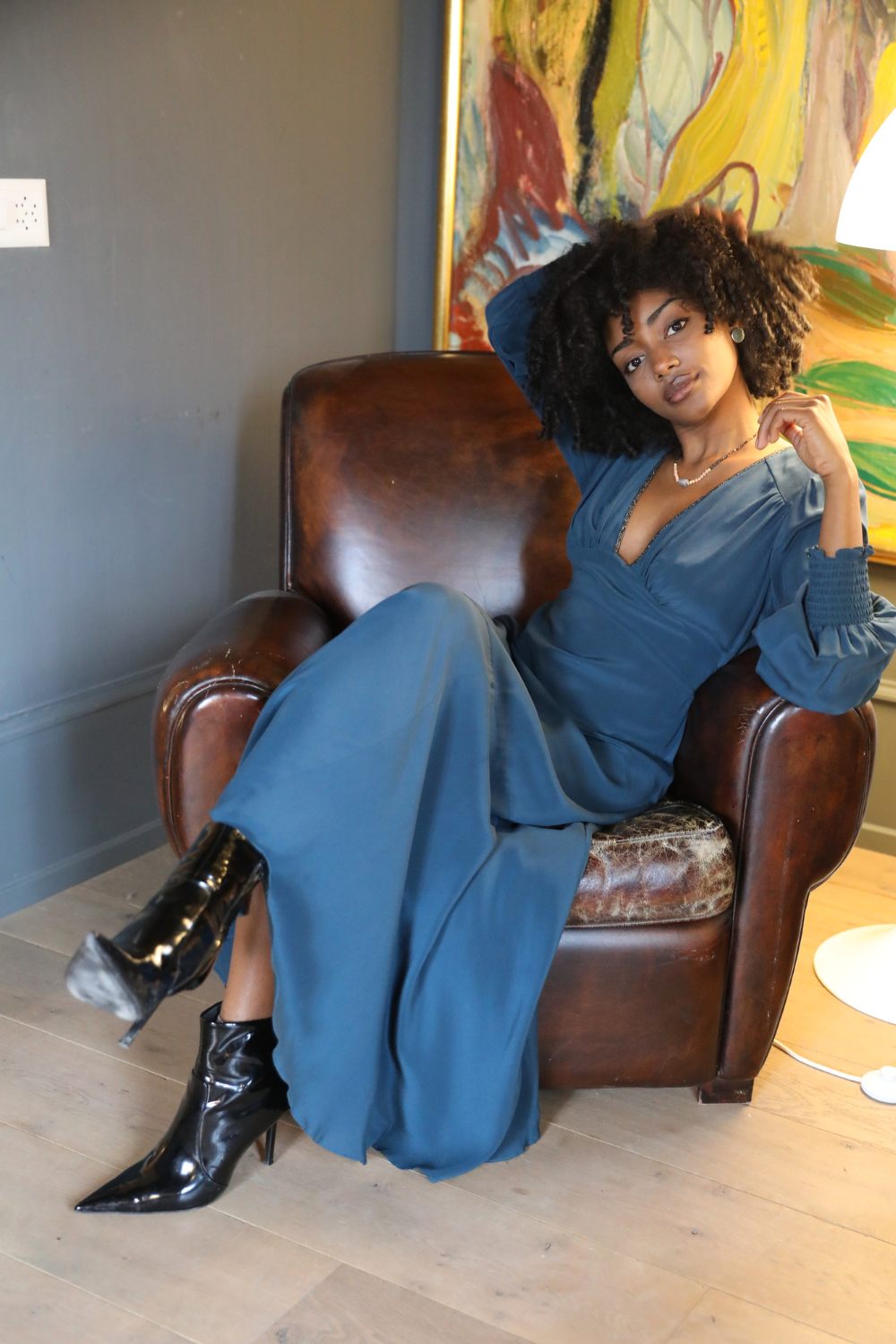 Electra Dress in Bay Blue Silk