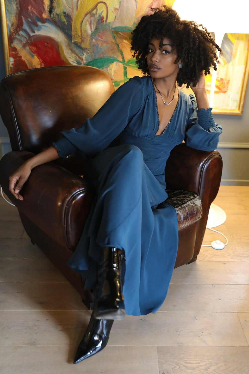 Electra Dress in Bay Blue Silk