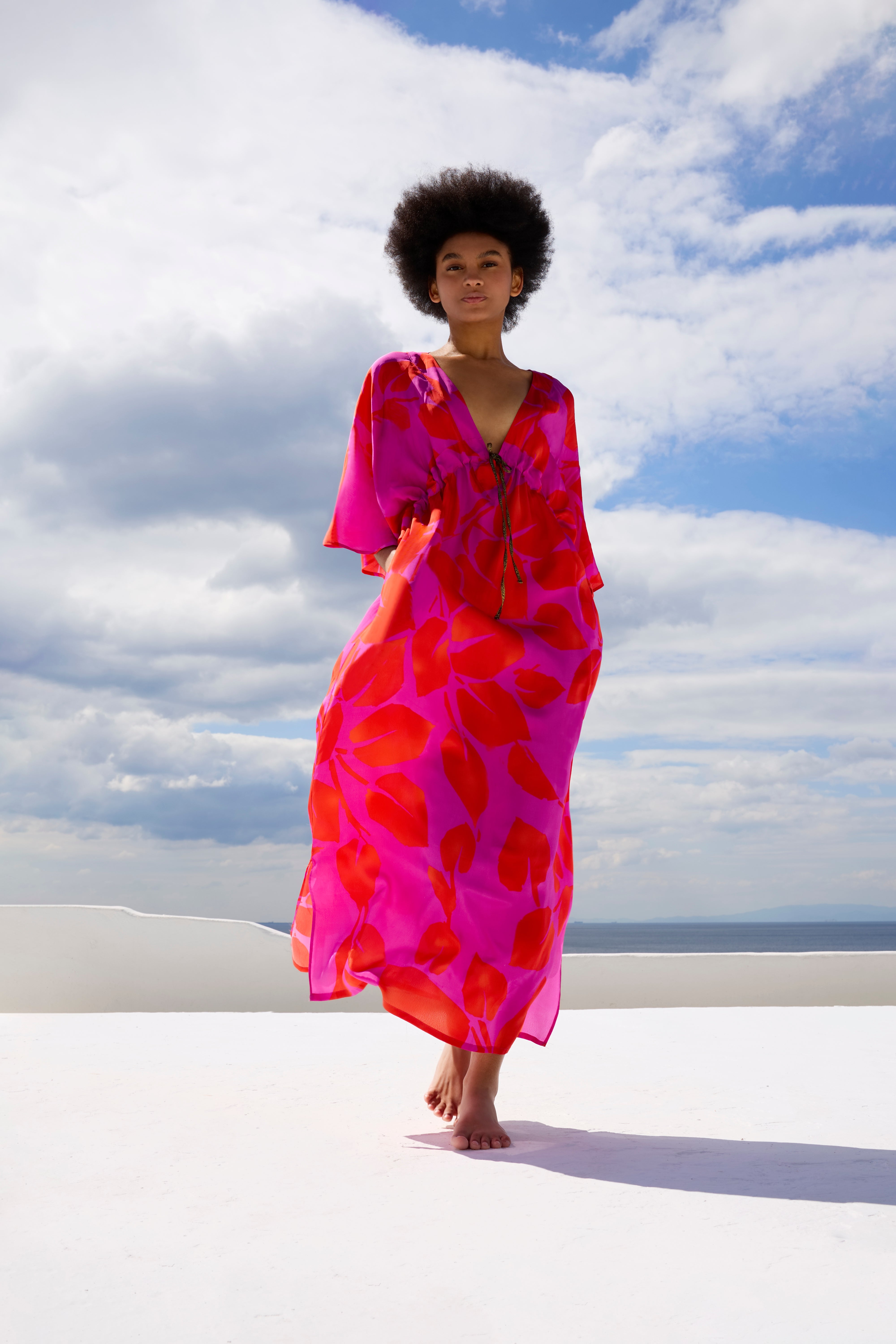 Medea Dress in Magenta Foglia Print