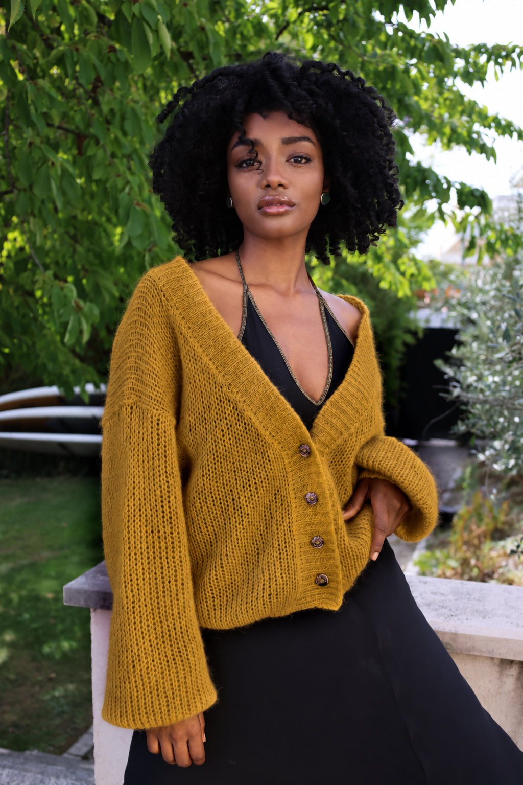Cropped Cardigan in Gold