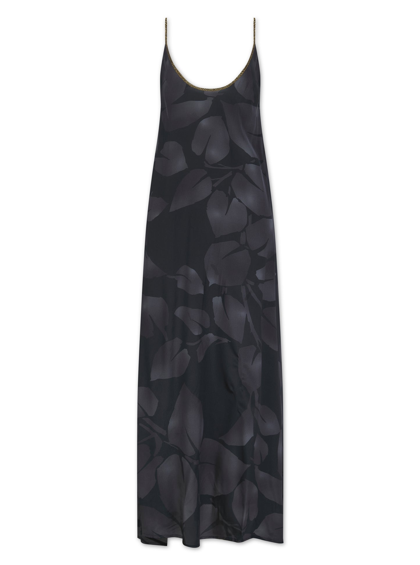 Hestia Dress in Charcoal Foglia Print
