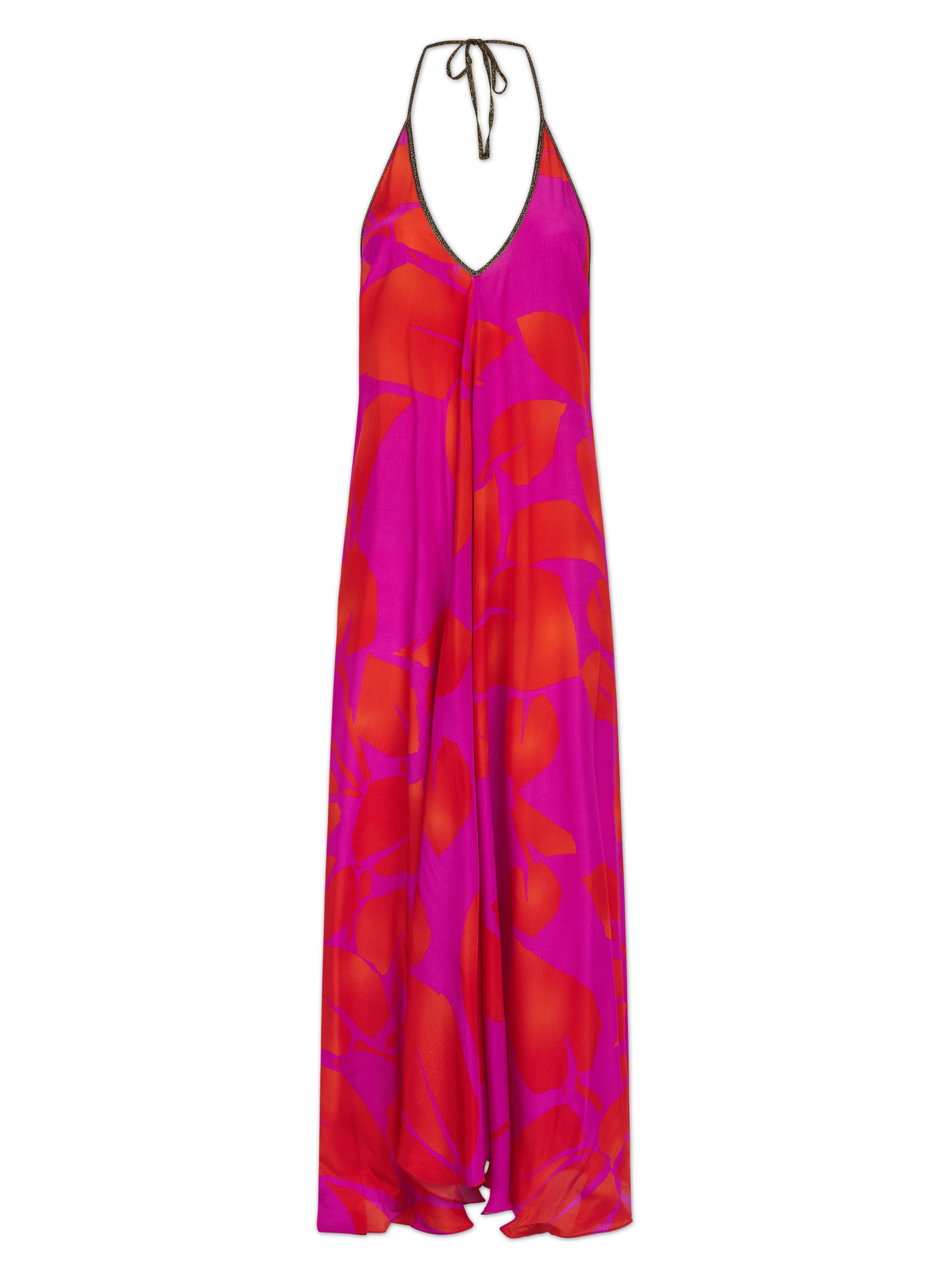 Rhodes Dress in Magenta Foglia Print