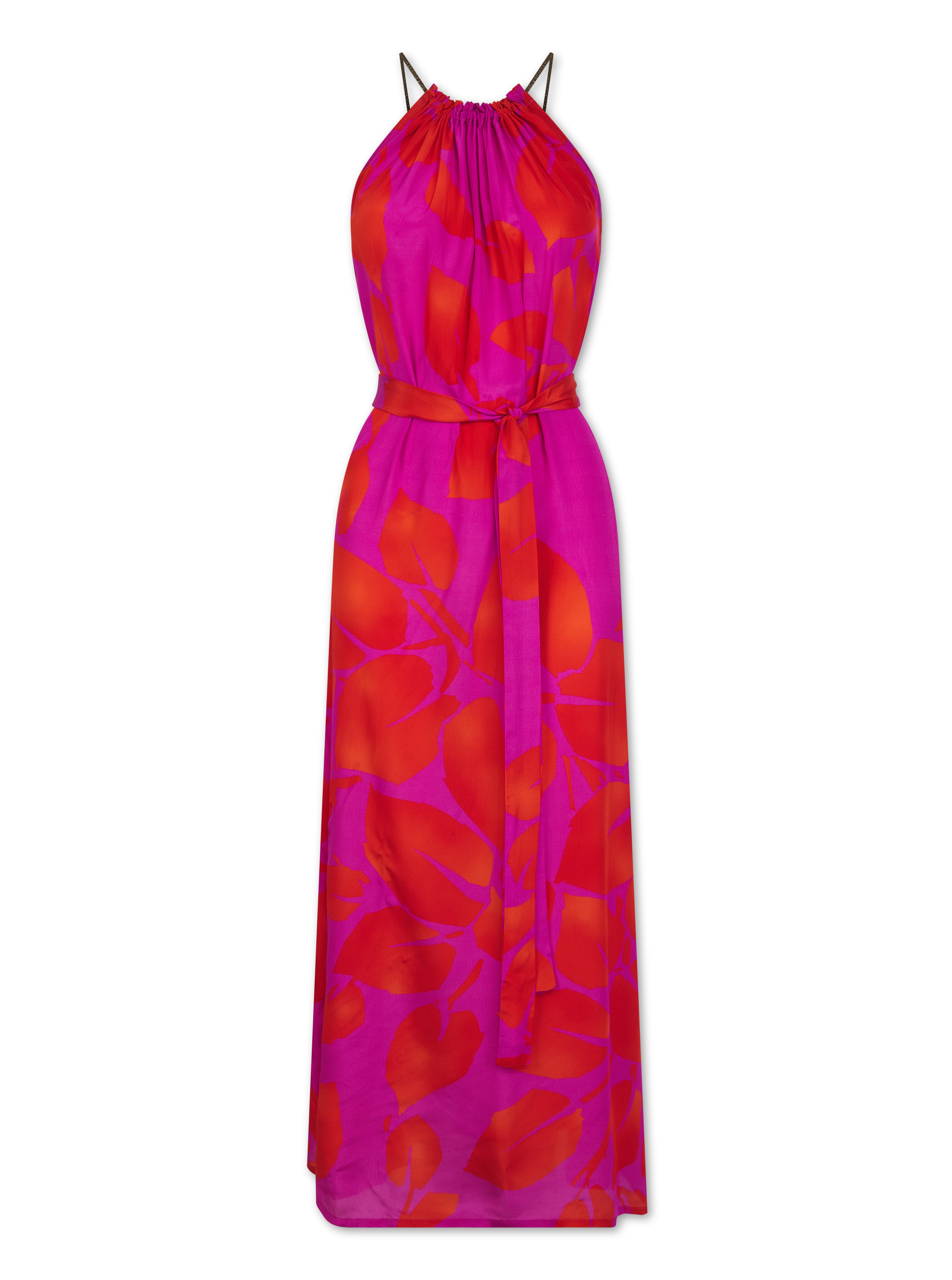 Astrea Dress in Magenta Foglia Print