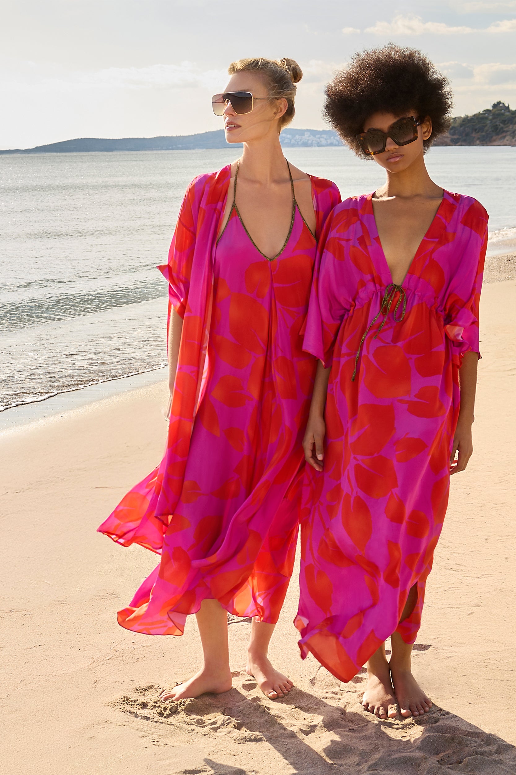 Medea Dress in Magenta Foglia Print