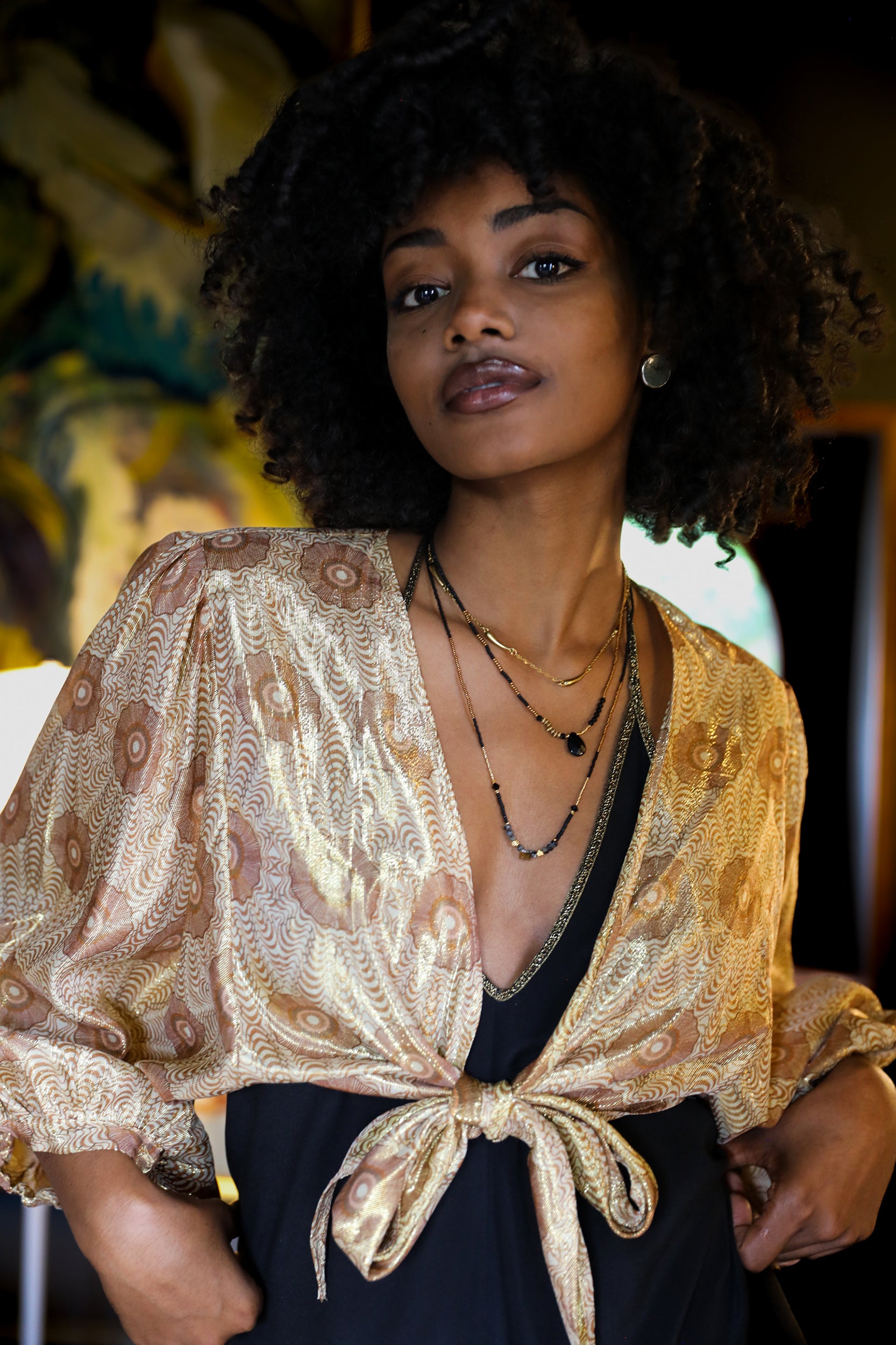 Bolero in Gold Peacock Print