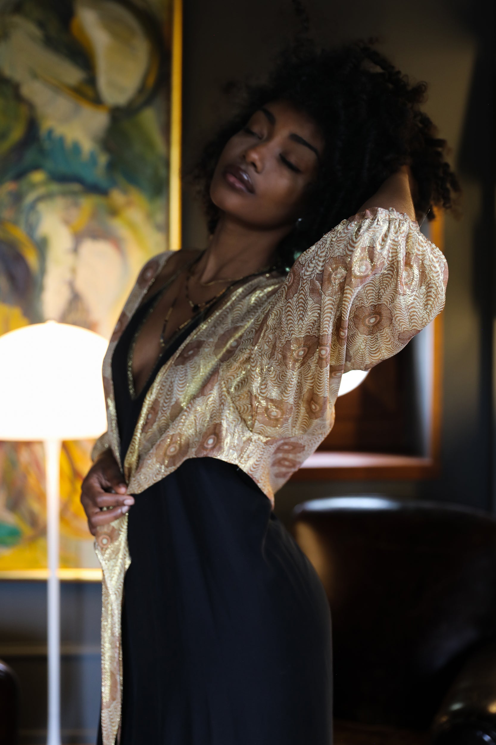 Bolero in Gold Peacock Print