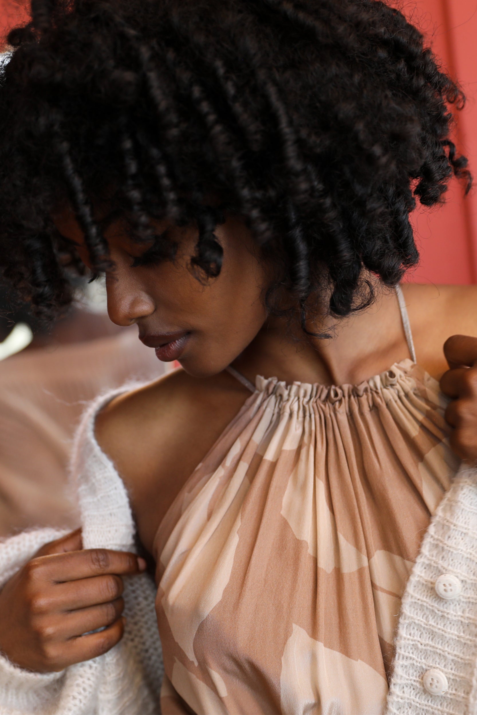 Astrea Dress in Mocha Foglia Print