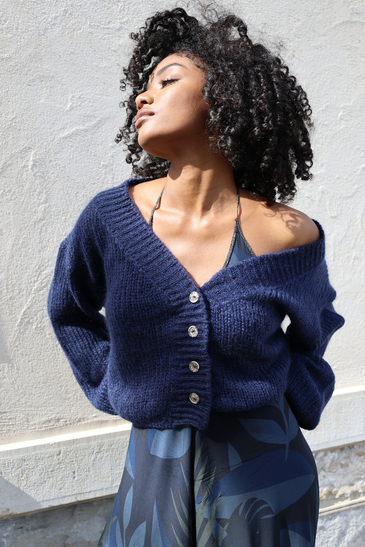 Cropped Cardigan in Midnight Blue