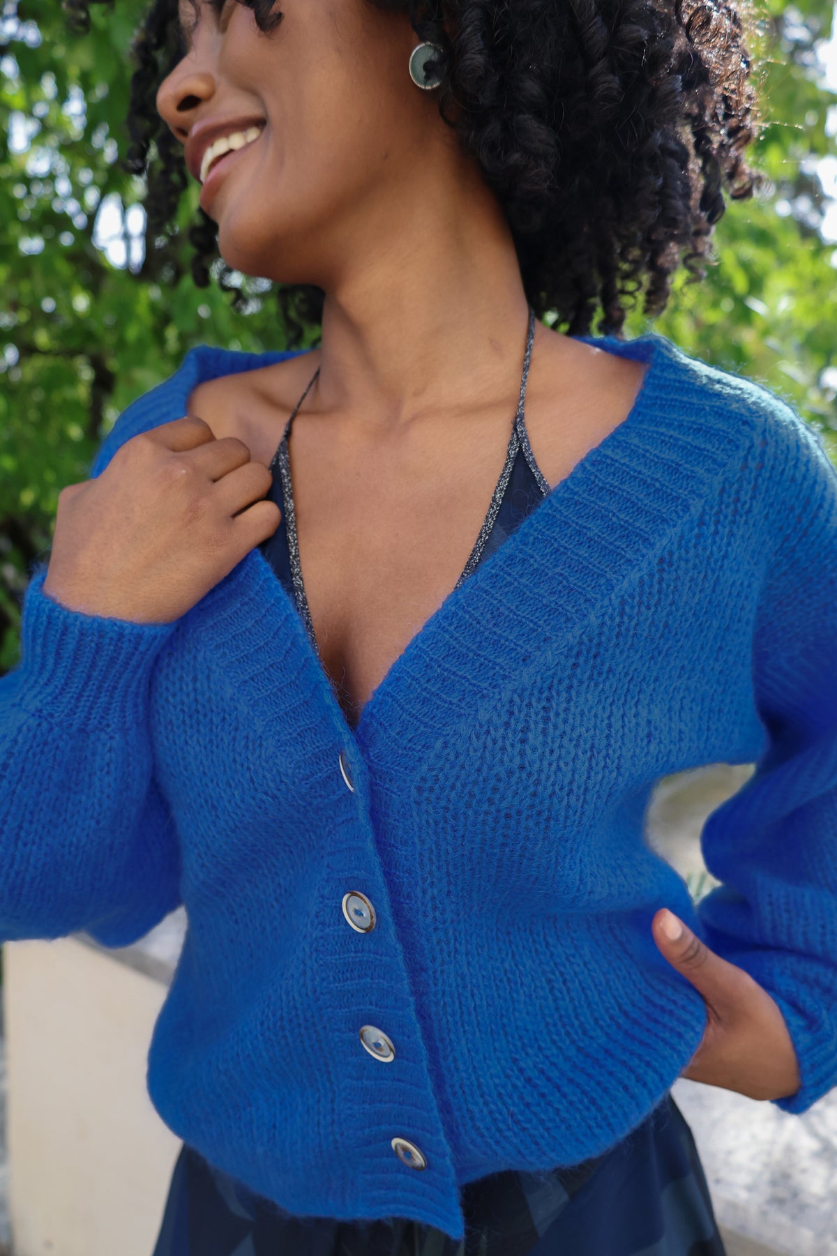 Cropped Cardigan in Jaipur Blue