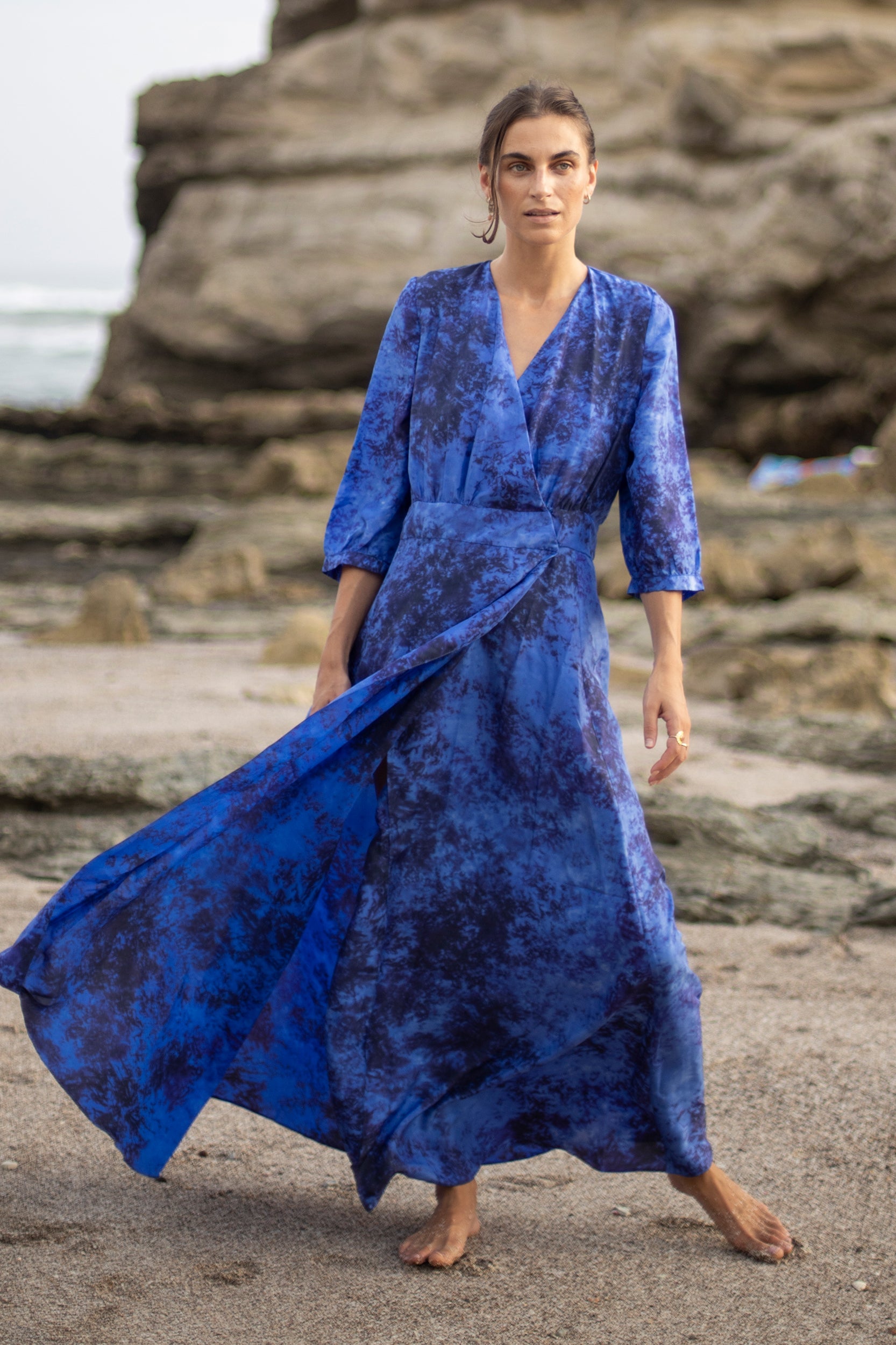 Athena Dress in Jaipur Blue Tie-Dye Print