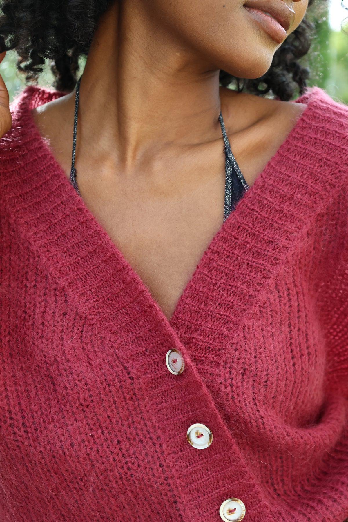 Cropped Cardigan in Raspberry Sorbet