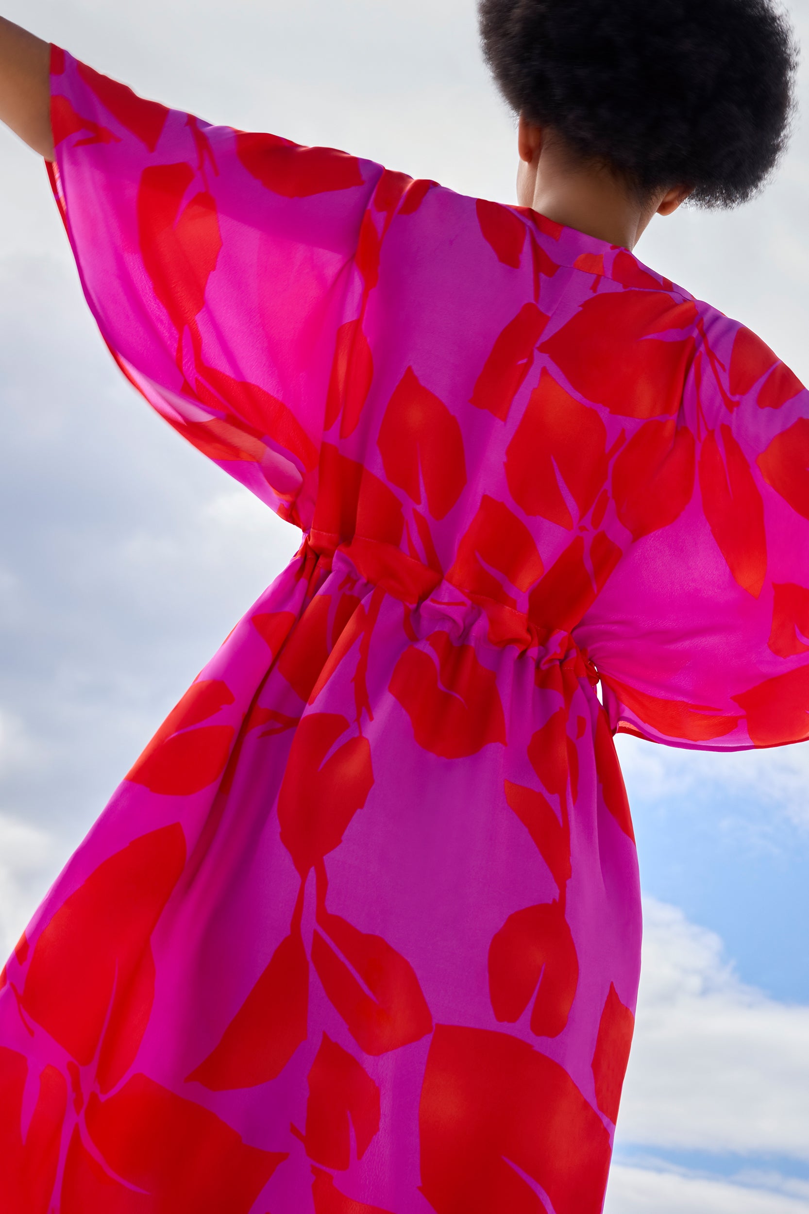 Medea Dress in Magenta Foglia Print
