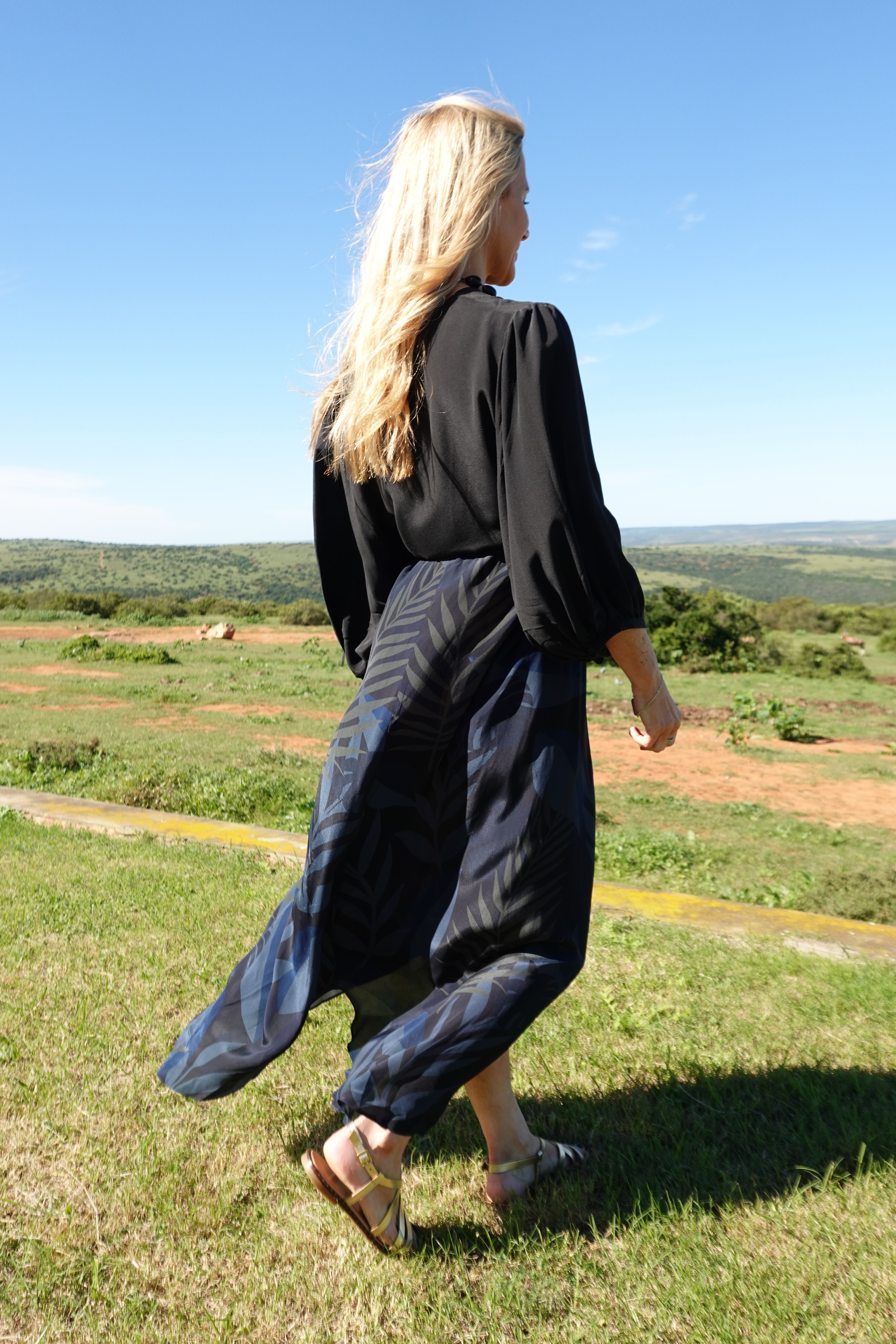 Rhodes Dress in Midnight Tropica Print
