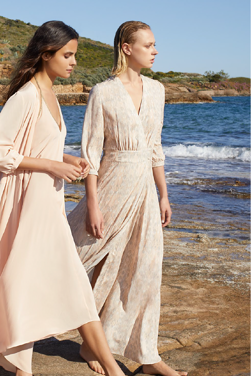 Athena in Feather Print in Sand Blush