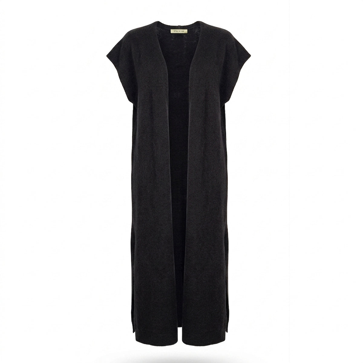 Rhea Long Wool Gilet in Black