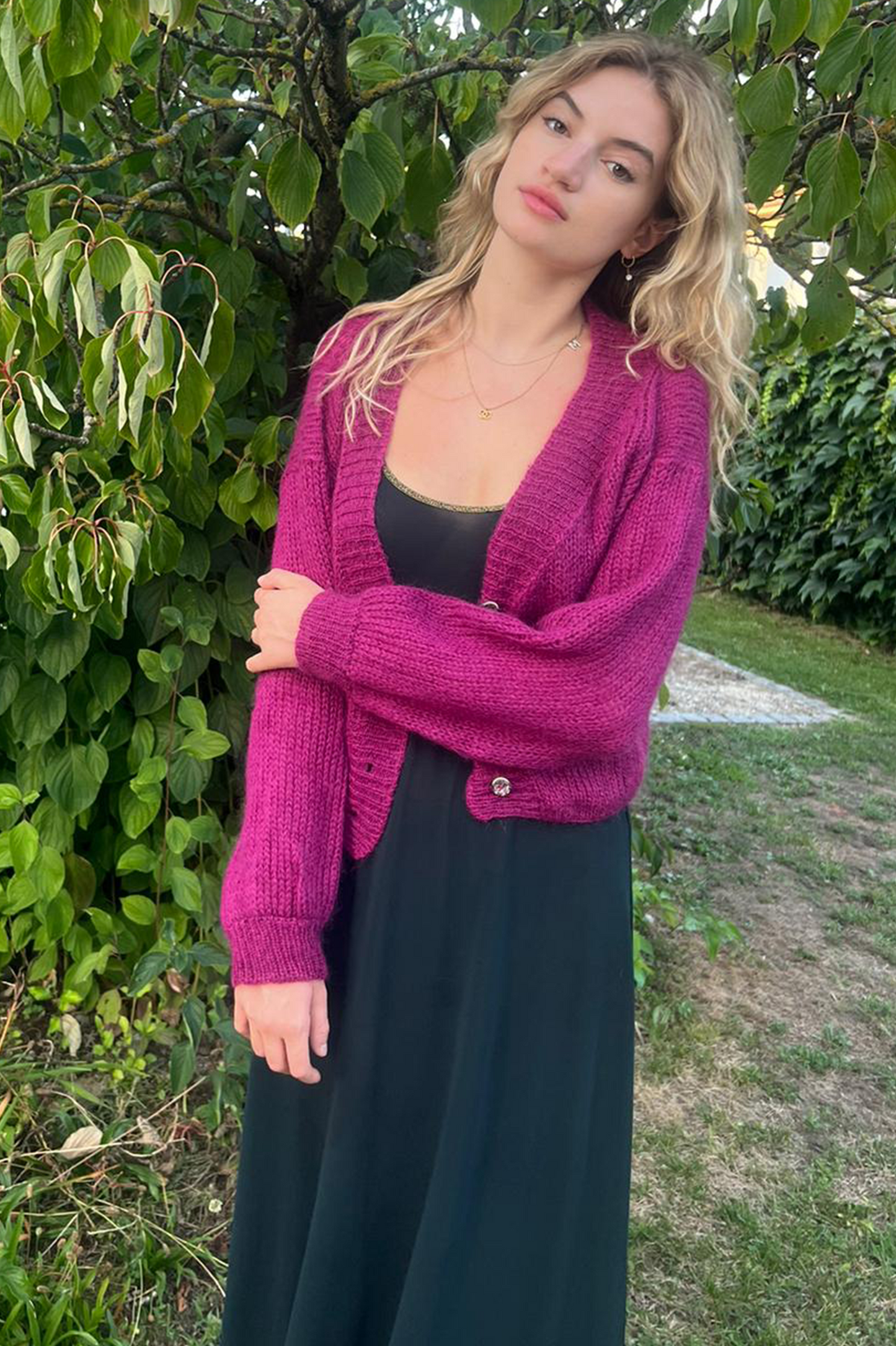 Cropped Cardigan in Cyclamen