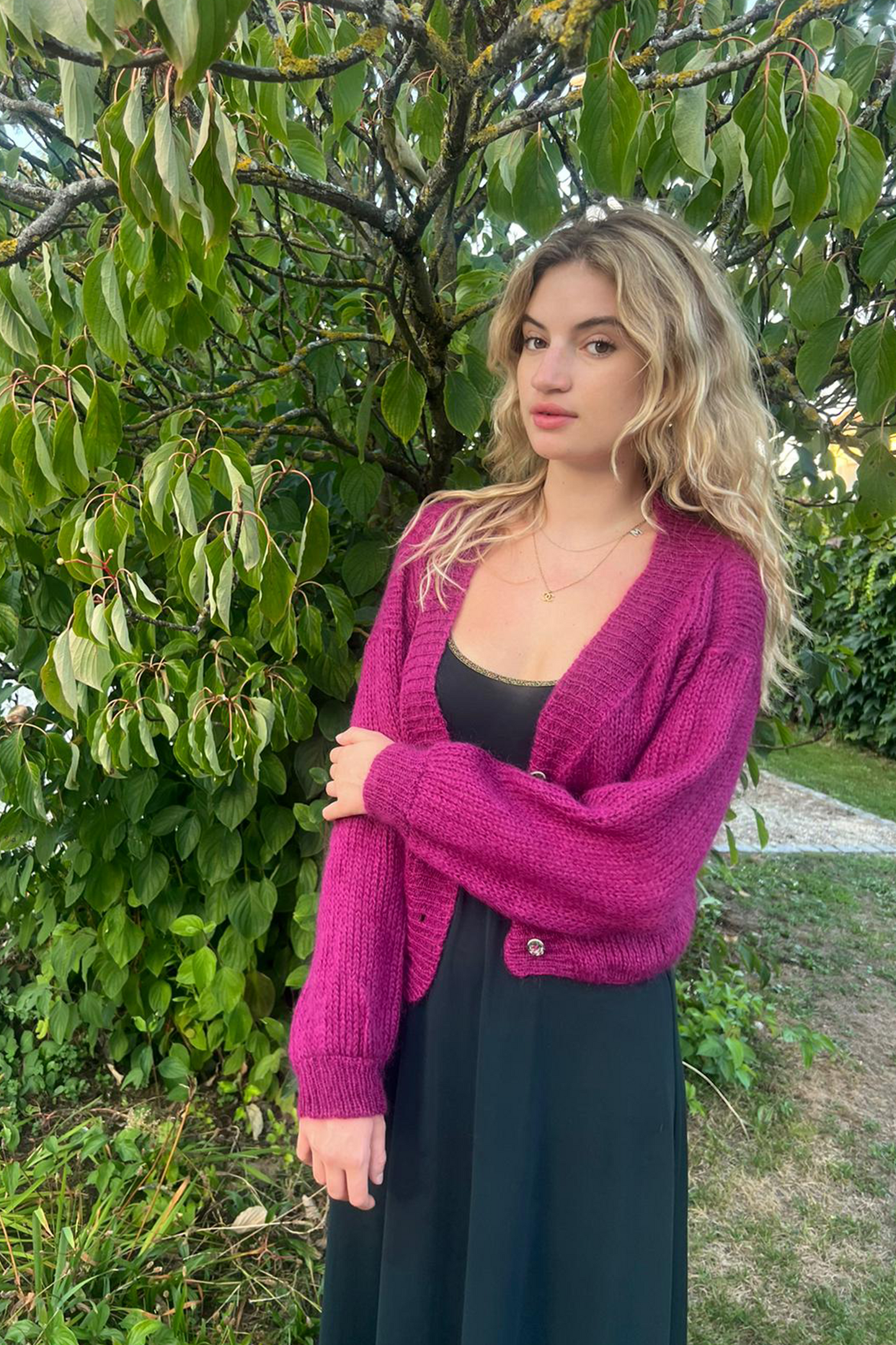 Cropped Cardigan in Cyclamen