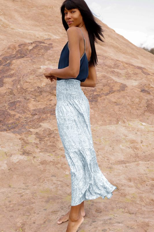 Gaia Skirt in Snake Print in Pale Silver