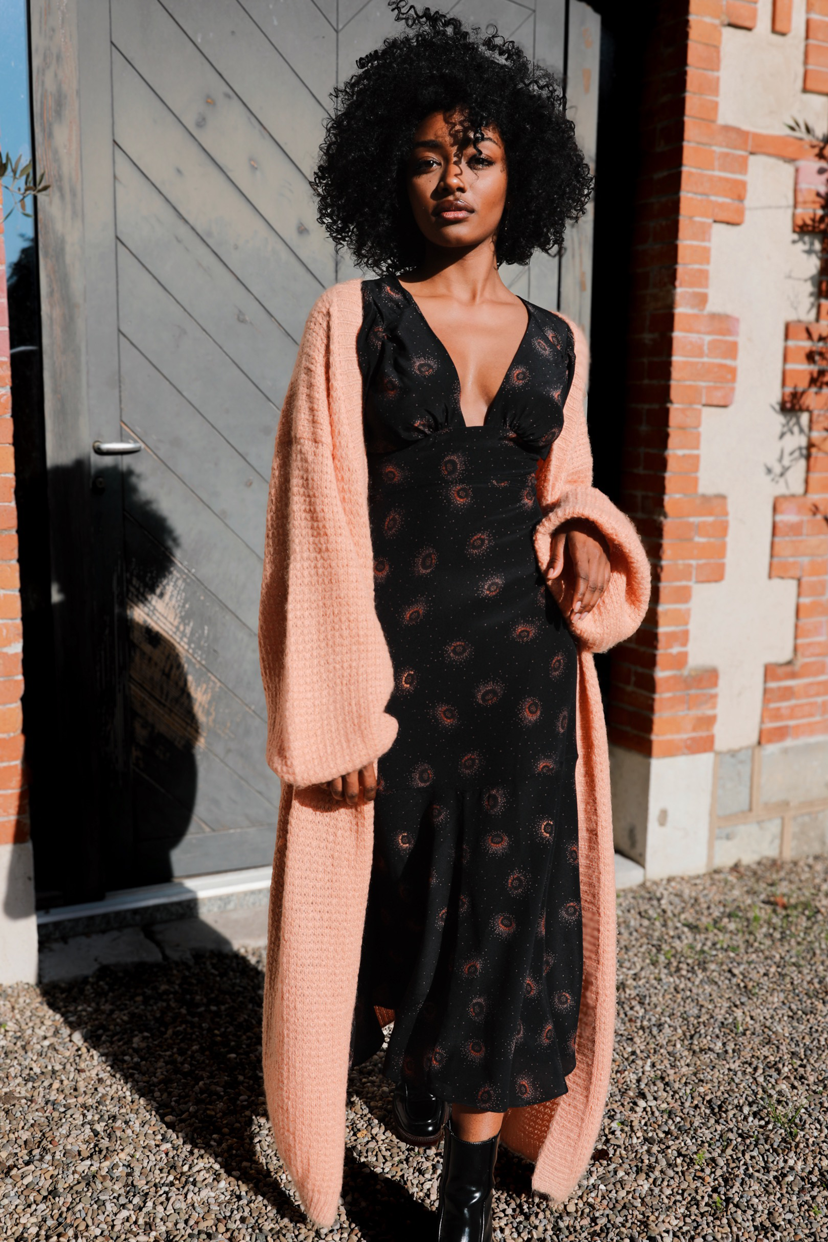 Iris Dress in Chocolate Medusa Print