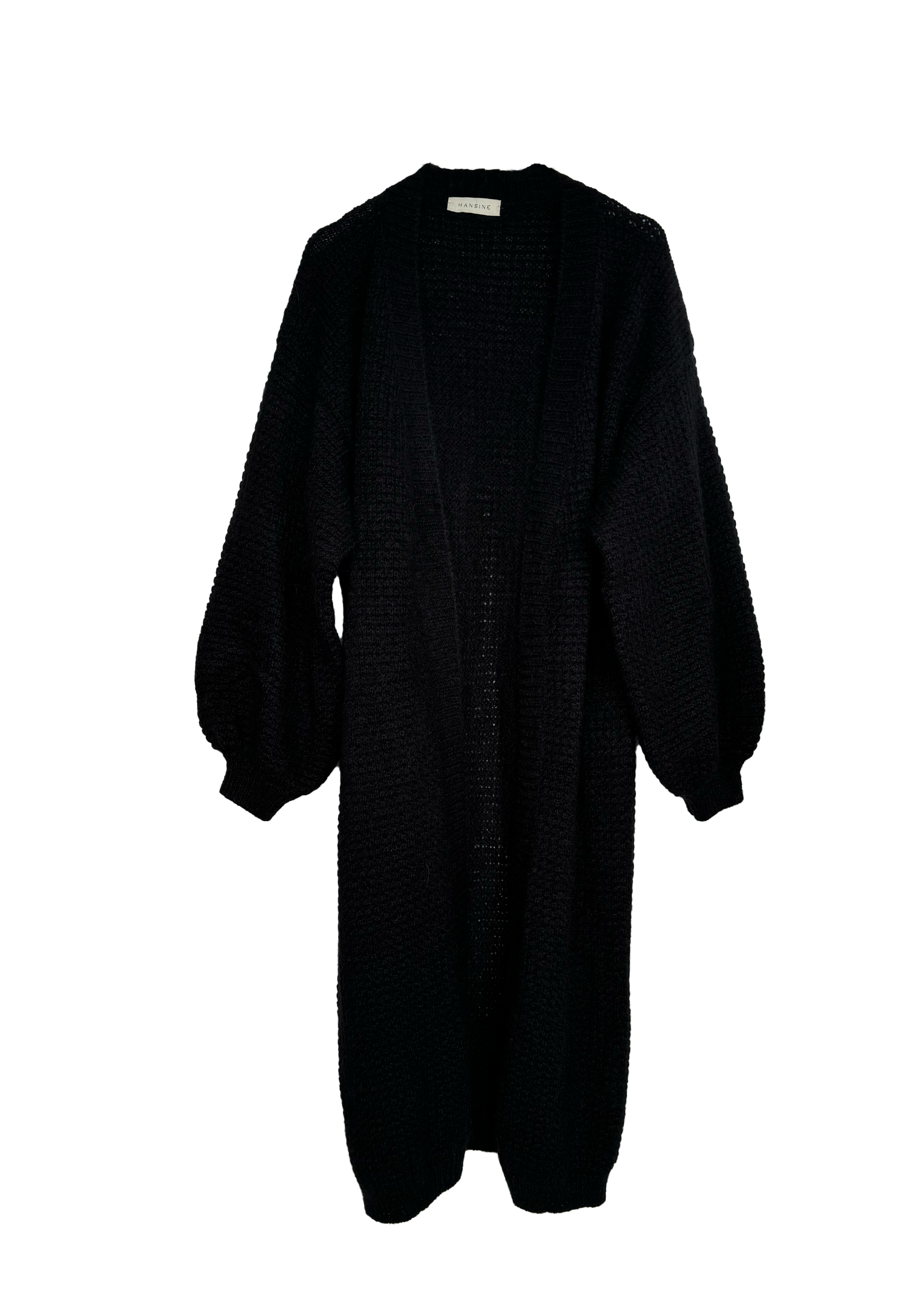 Long Bell- Sleeved Cardigan in Black