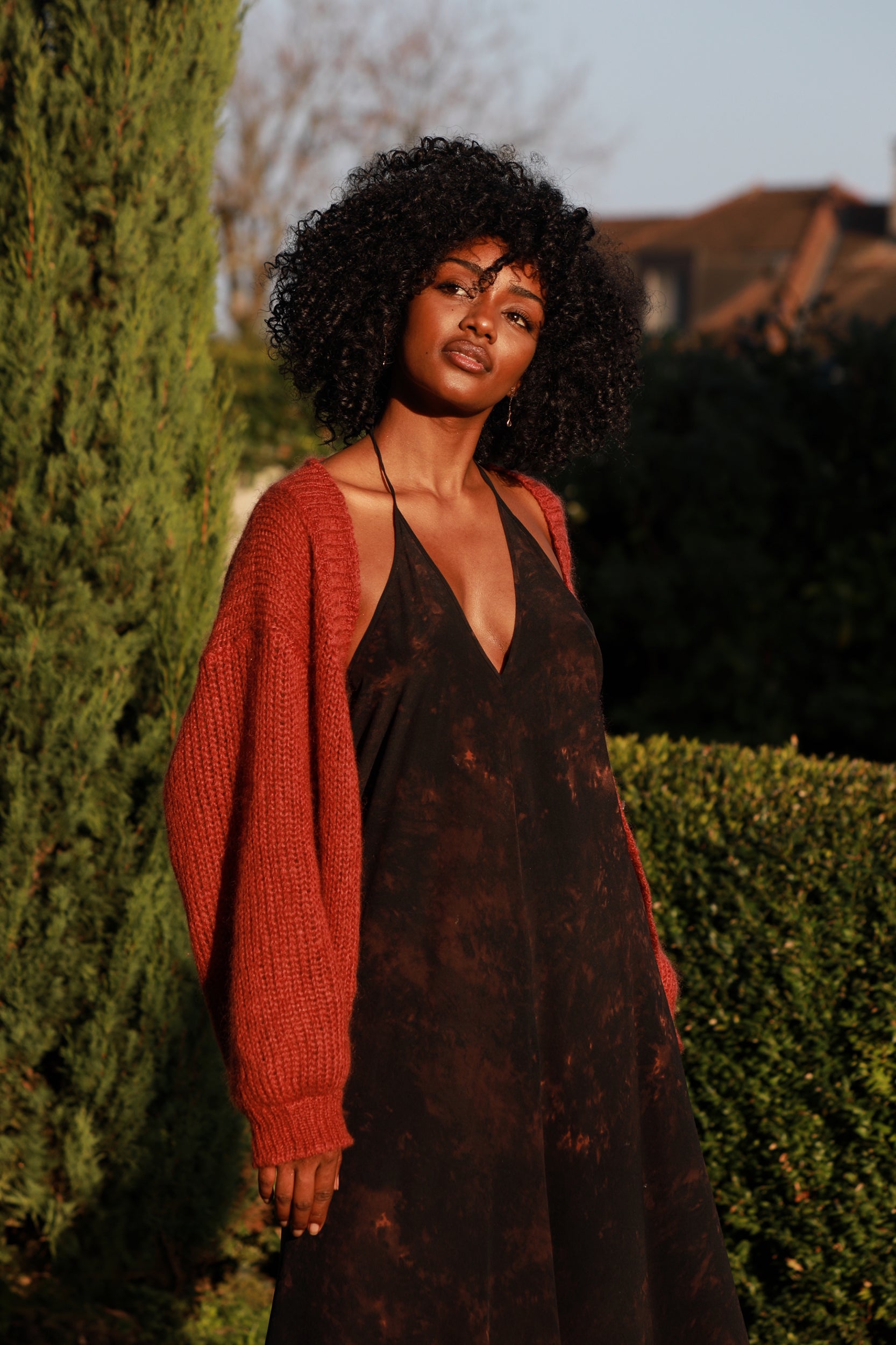 Rhodes Dress in Bitter Chocolate Tie-Dye