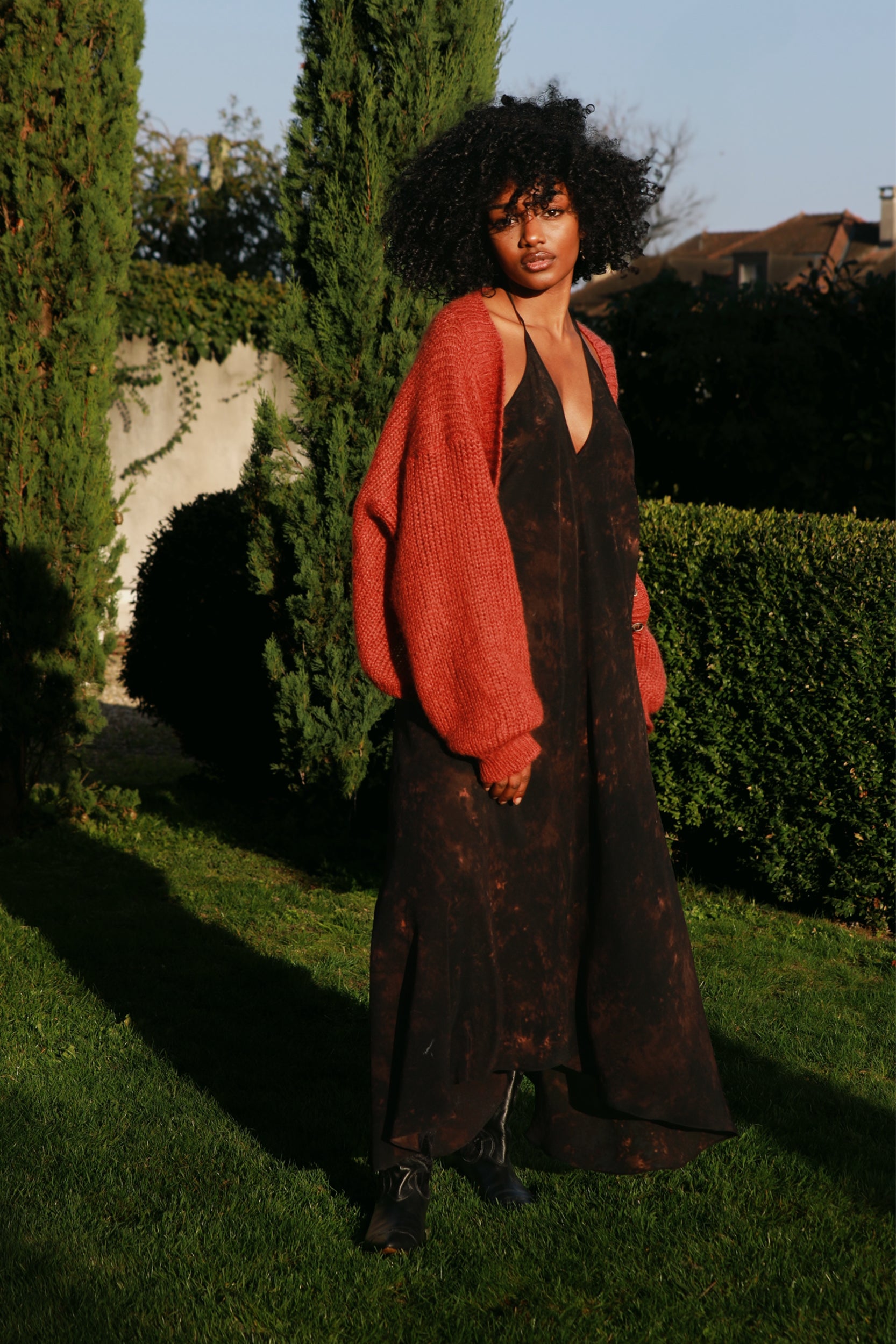 Rhodes Dress in Bitter Chocolate Tie-Dye