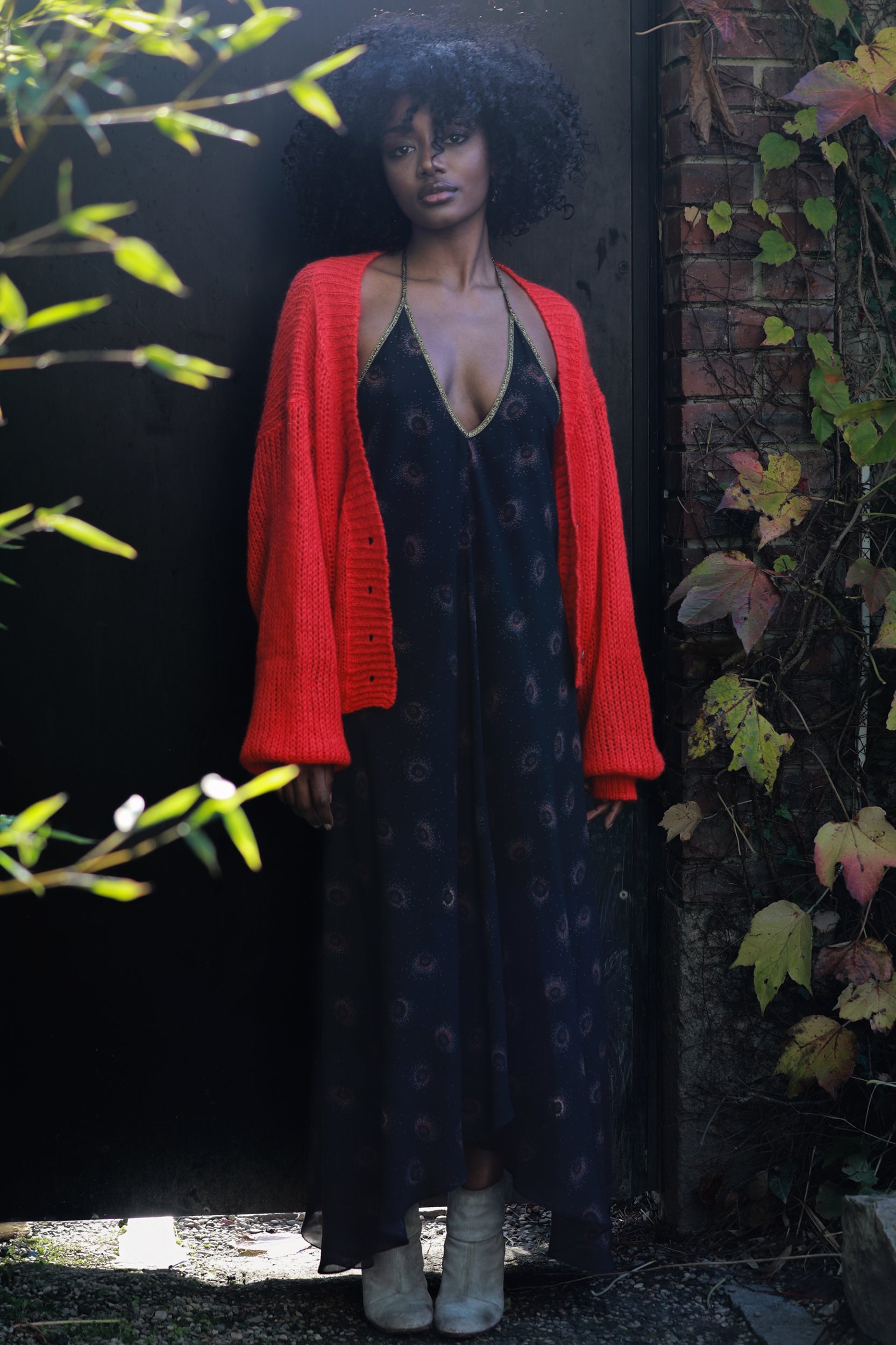 Cropped Cardigan in Fire Red