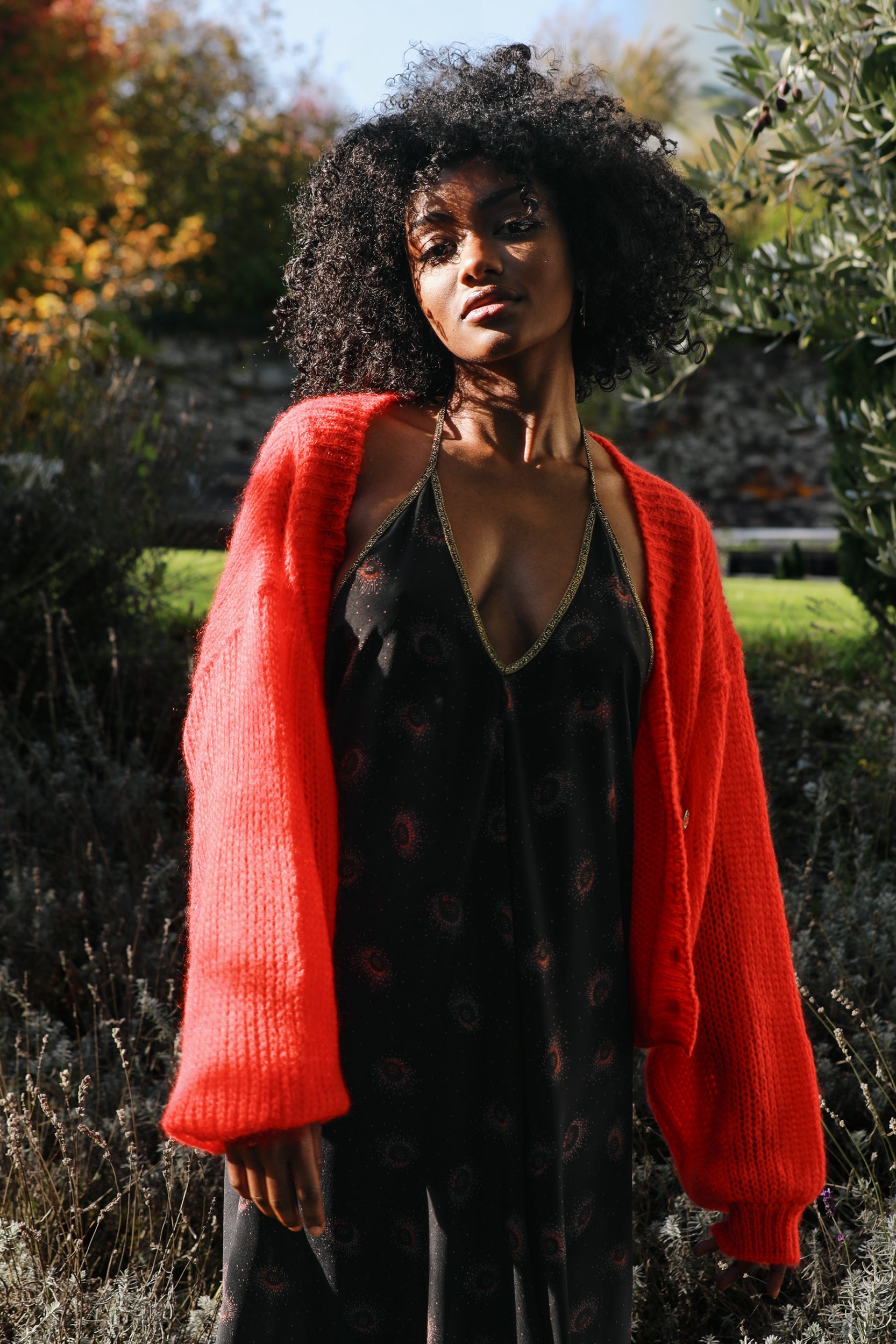 Cropped Cardigan in Fire Red