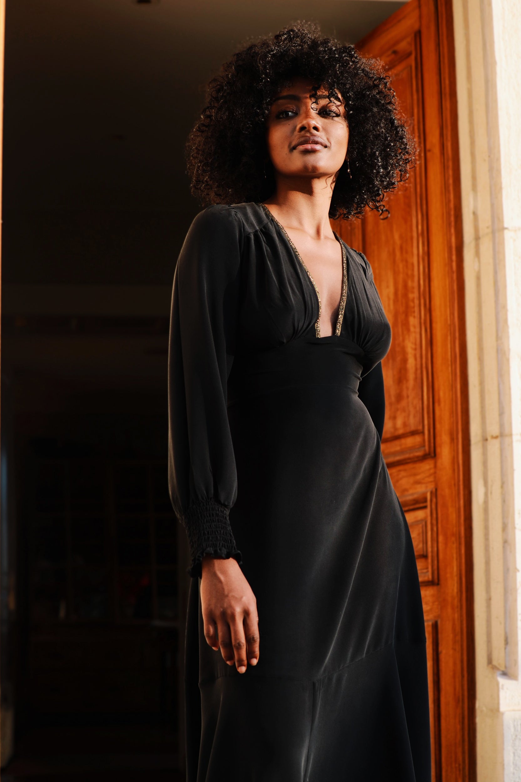 Electra in Block Silk in Black