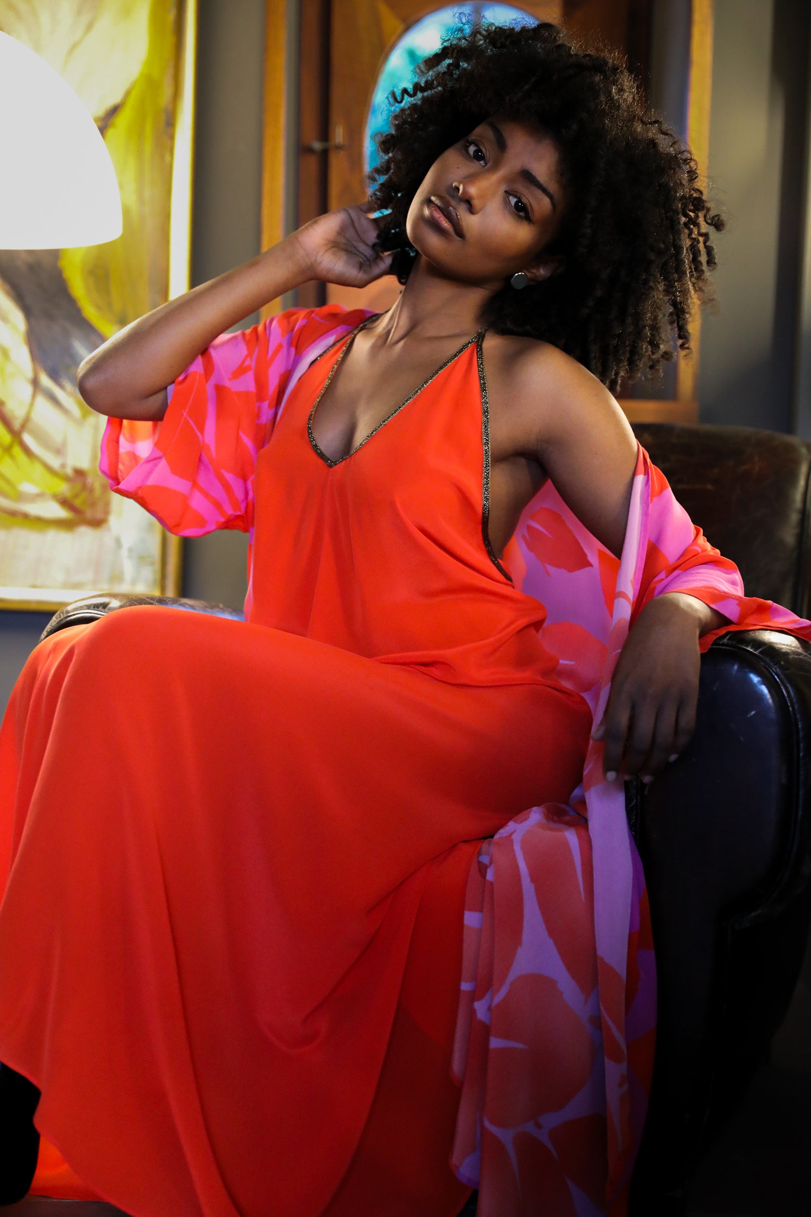 Rhodes Dress in Fire Red