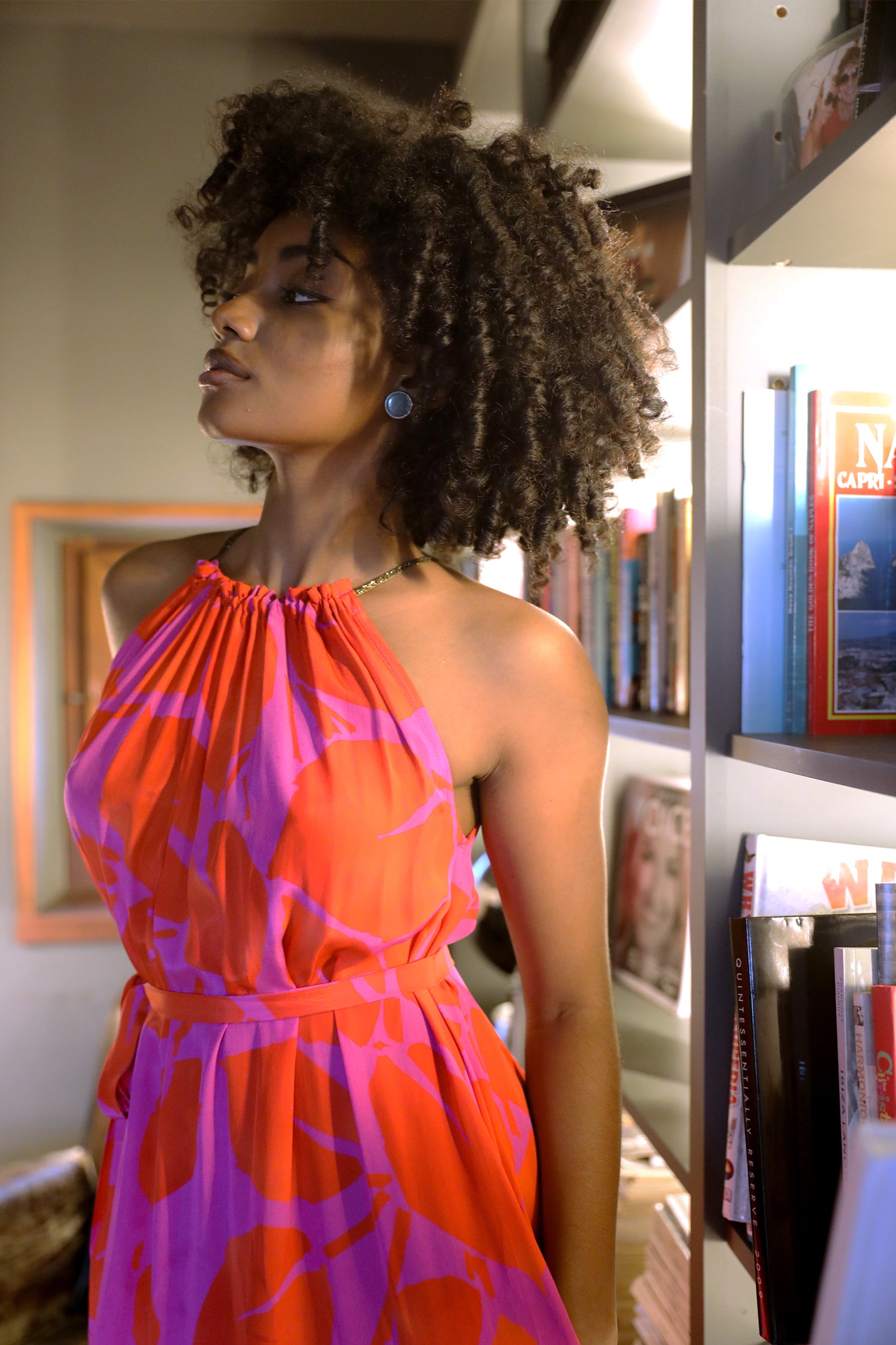 Astrea Dress in Magenta Foglia Print