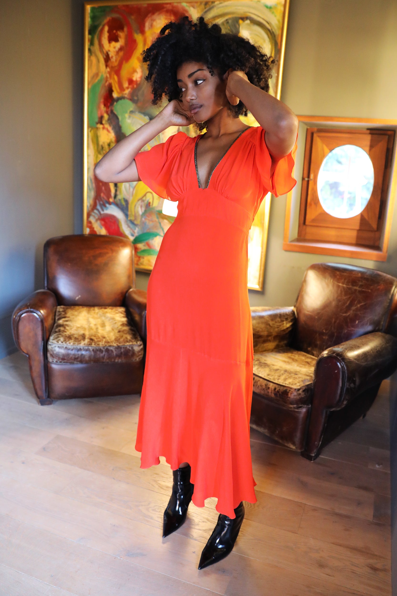 Iris Dress in Fire Red