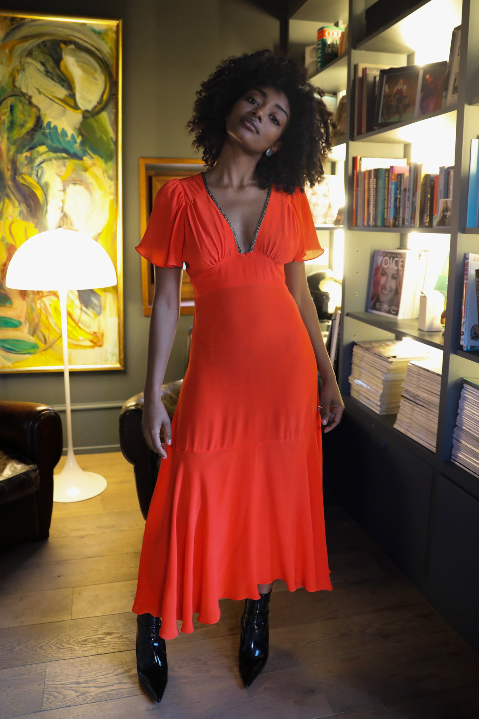 Iris Dress in Fire Red