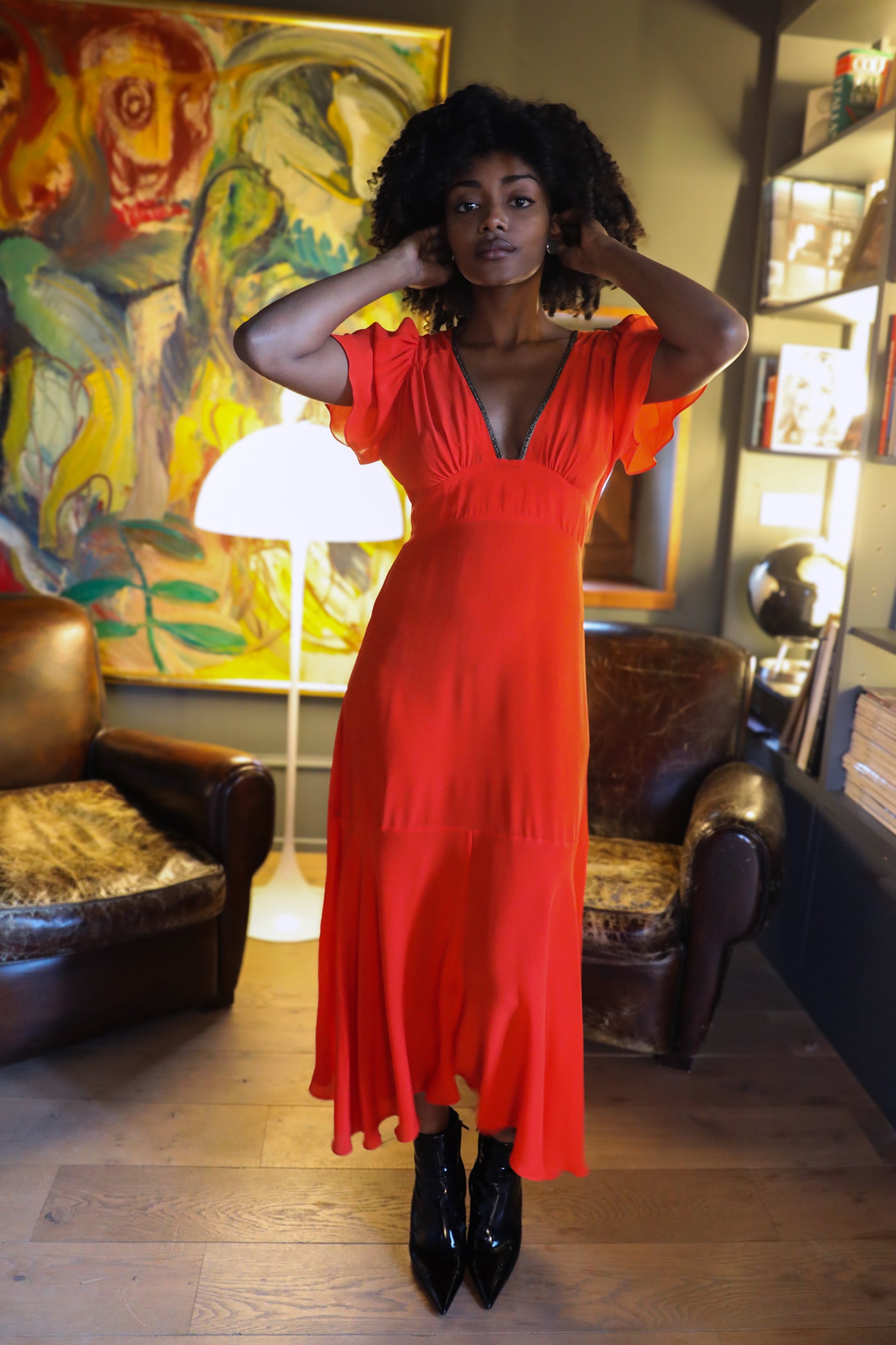 Iris Dress in Fire Red