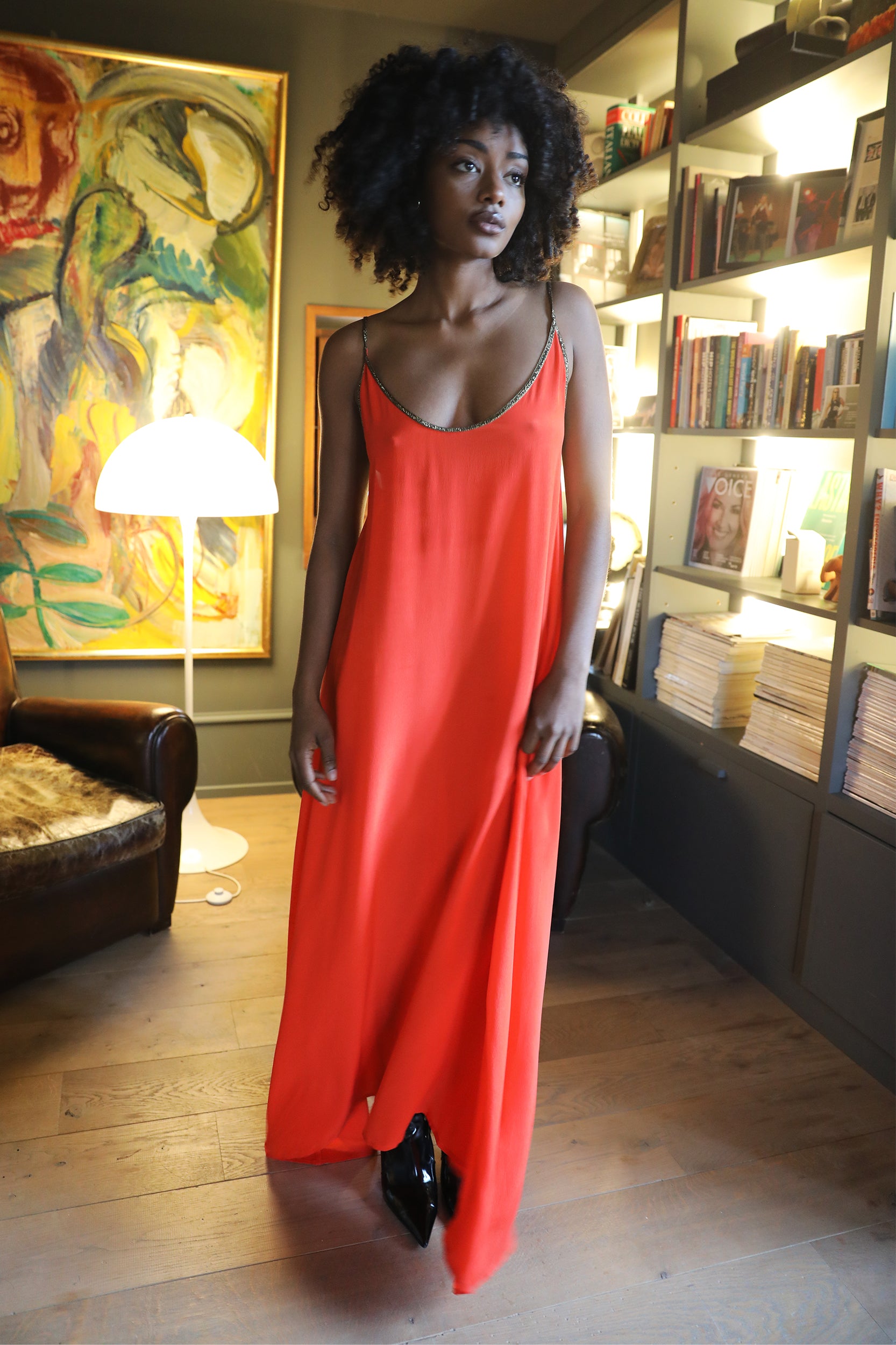 Hestia Dress in Fire Red