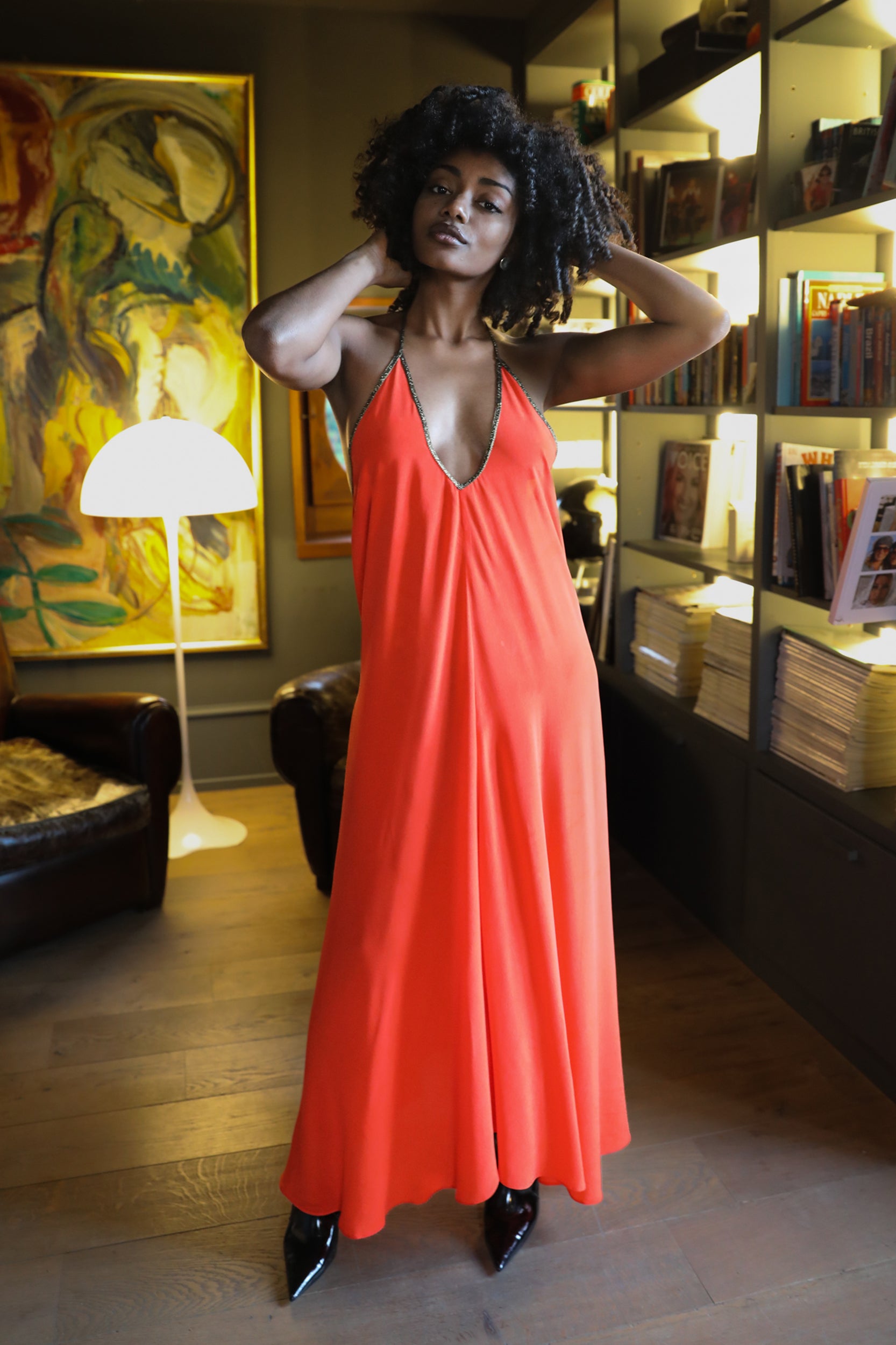 Rhodes Dress in Fire Red