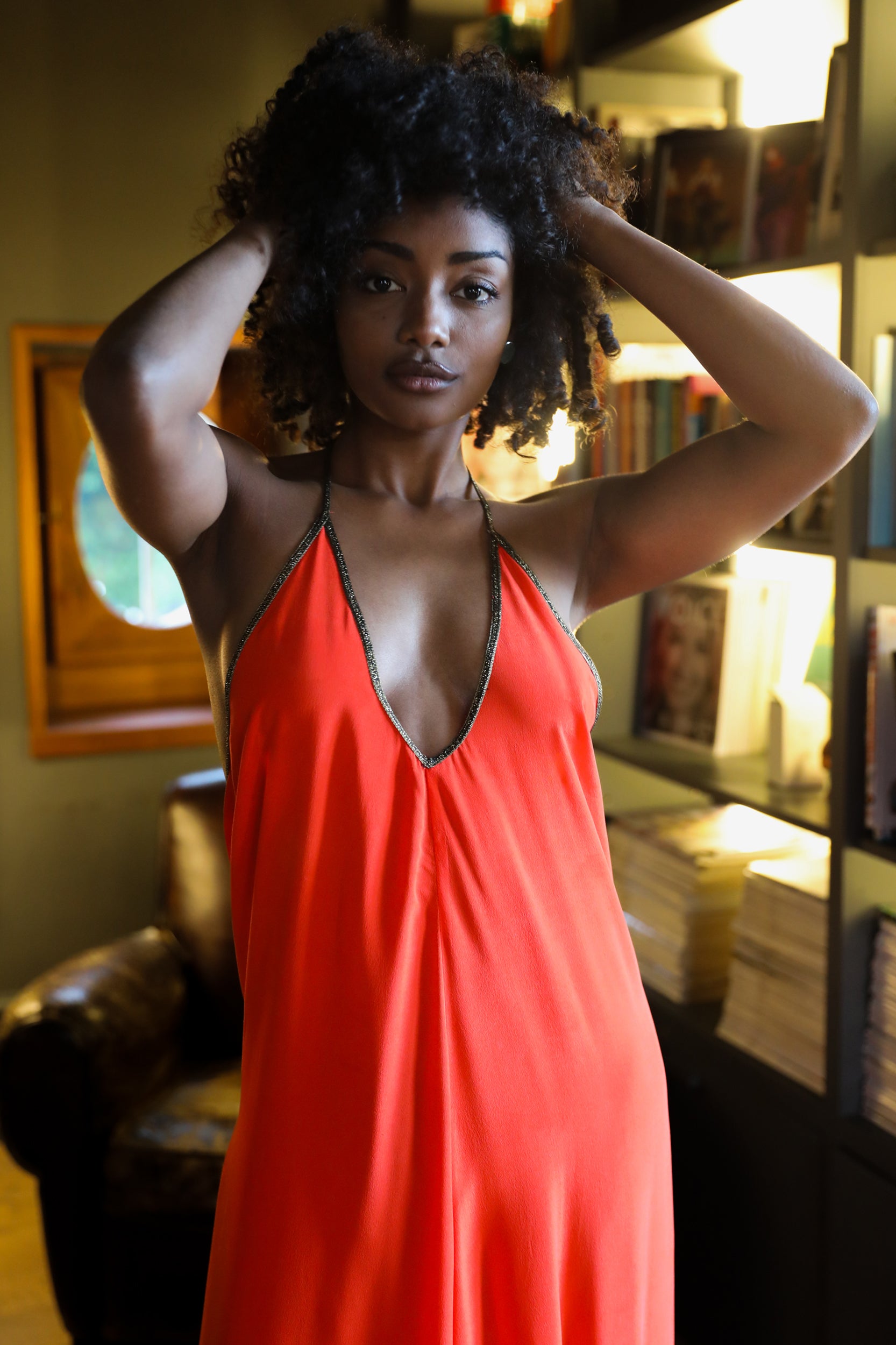 Rhodes Dress in Fire Red