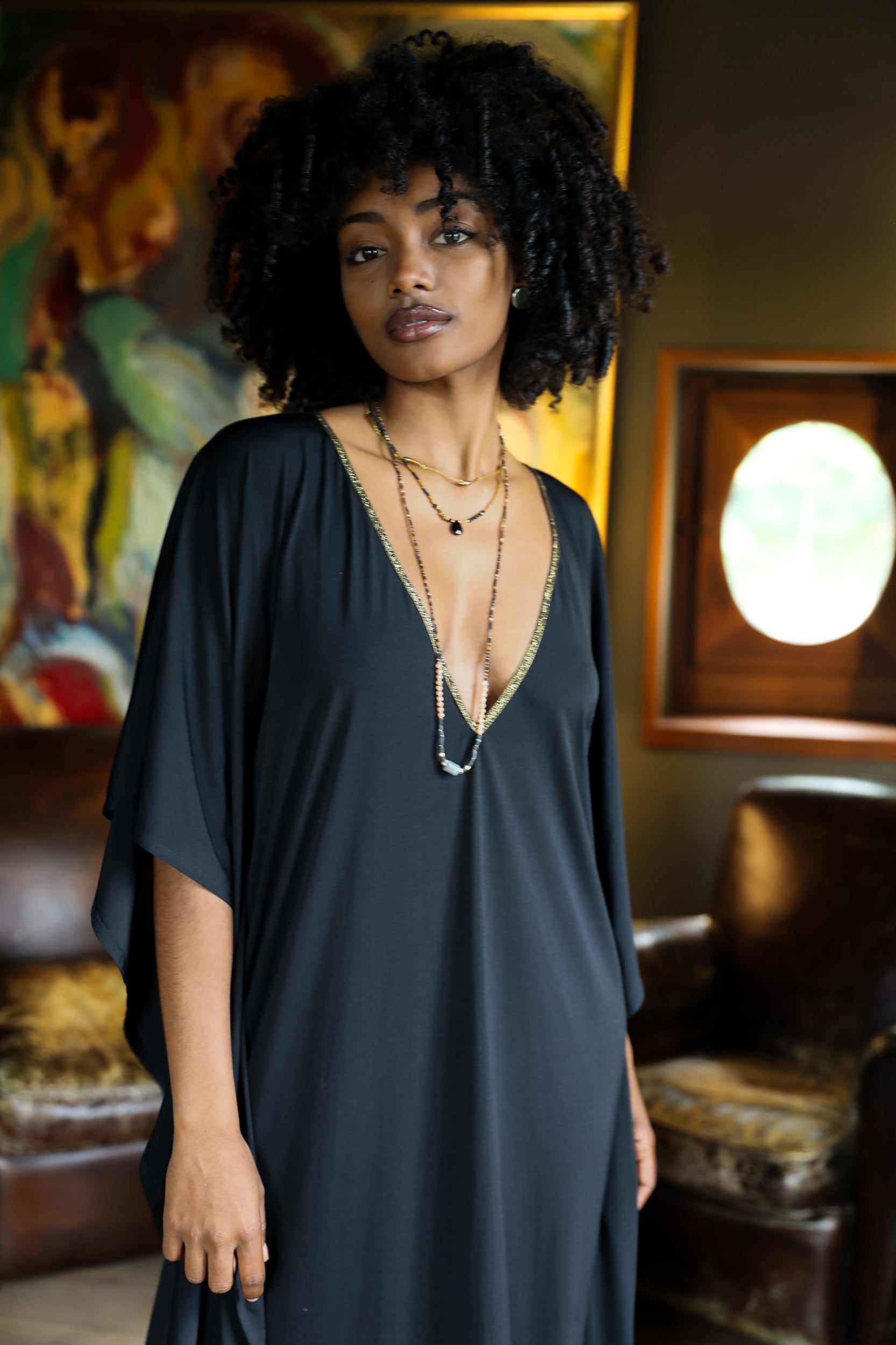 Aphrodite Dress in Black Jersey