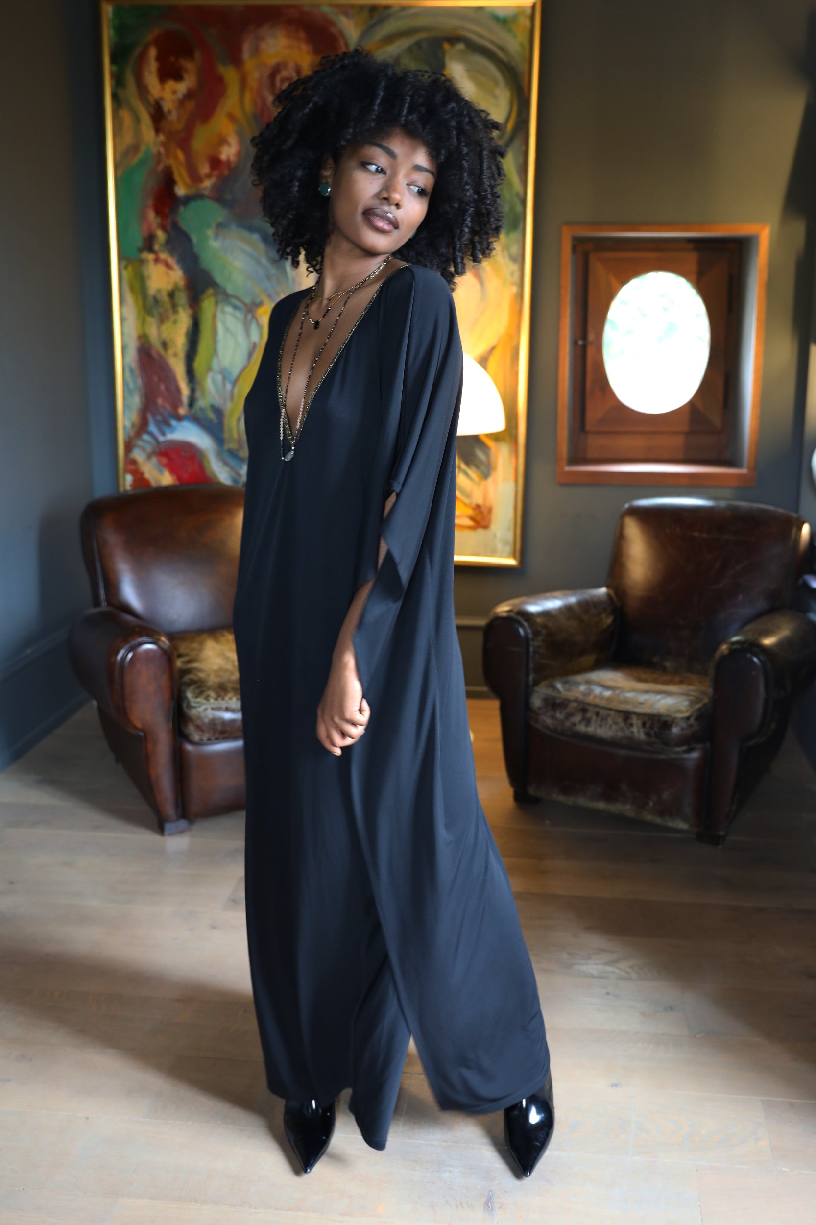 Aphrodite Dress in Black Jersey