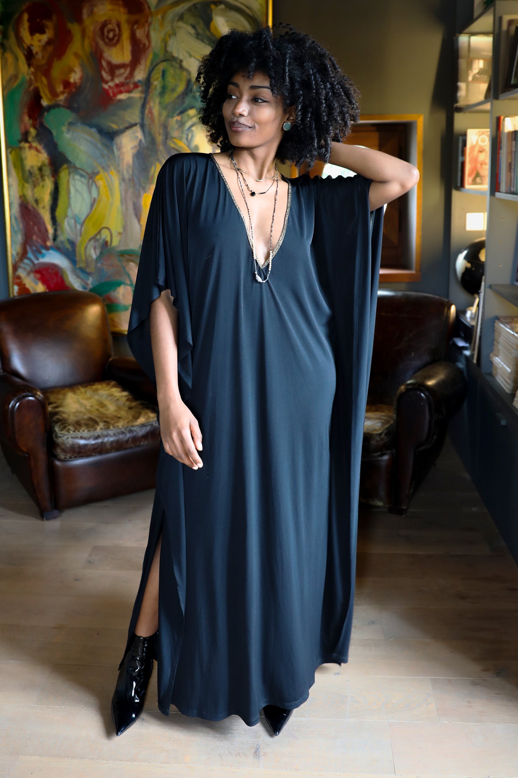 Aphrodite Dress in Black Jersey