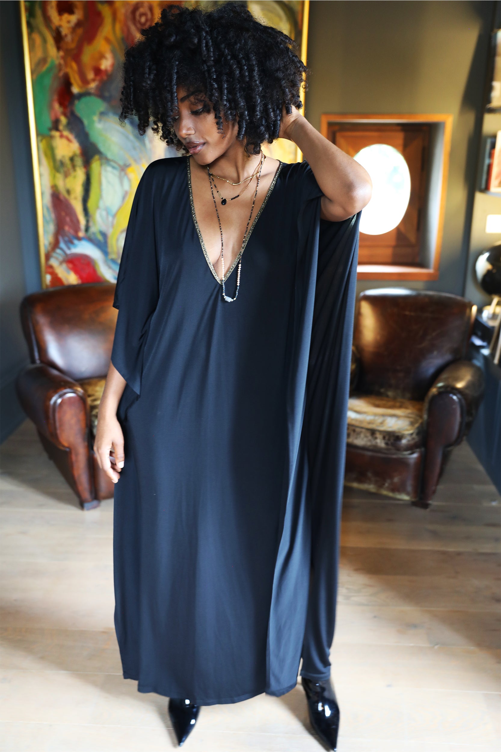 Aphrodite Dress in Black Jersey
