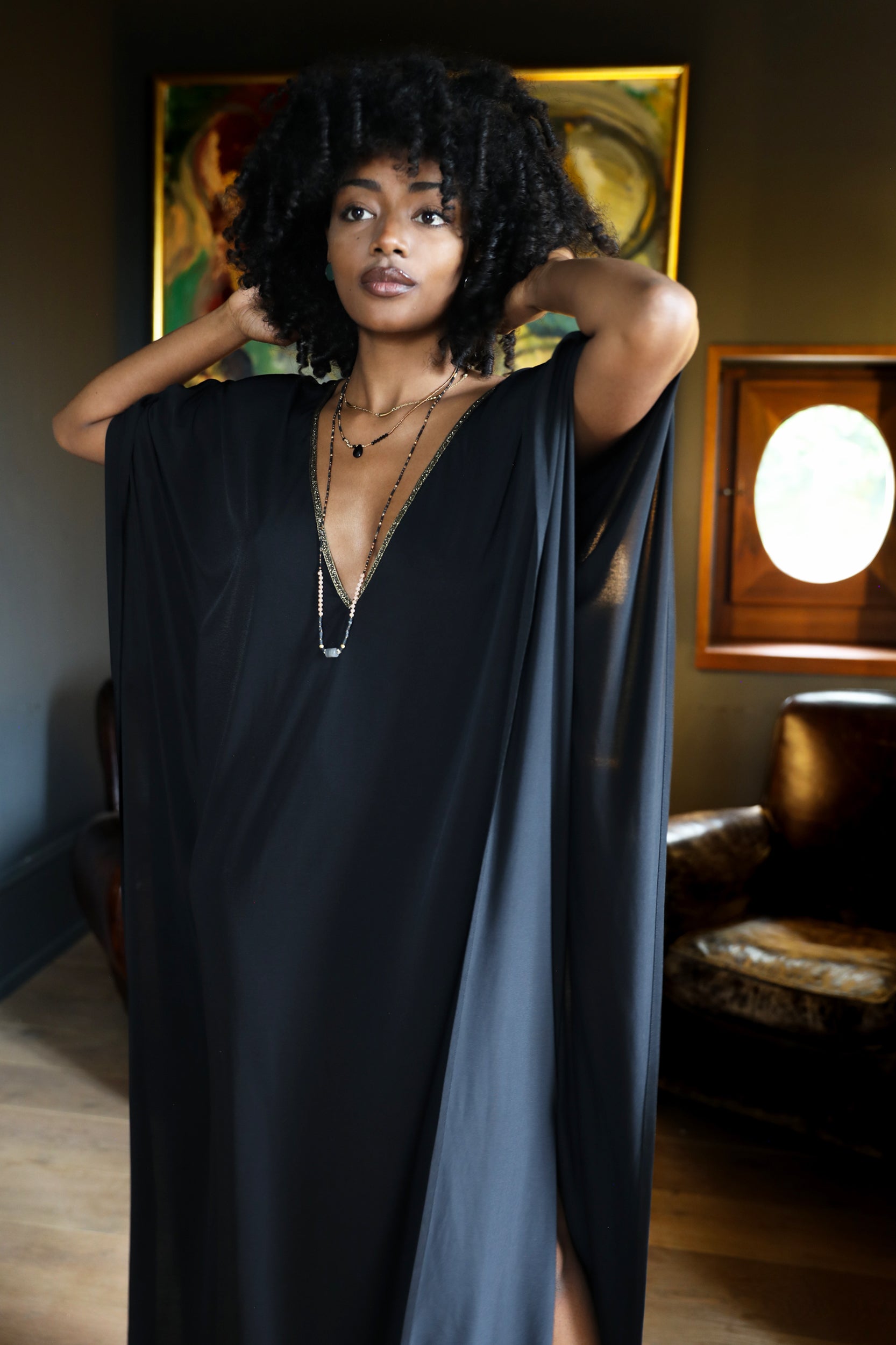 Aphrodite Dress in Black Jersey