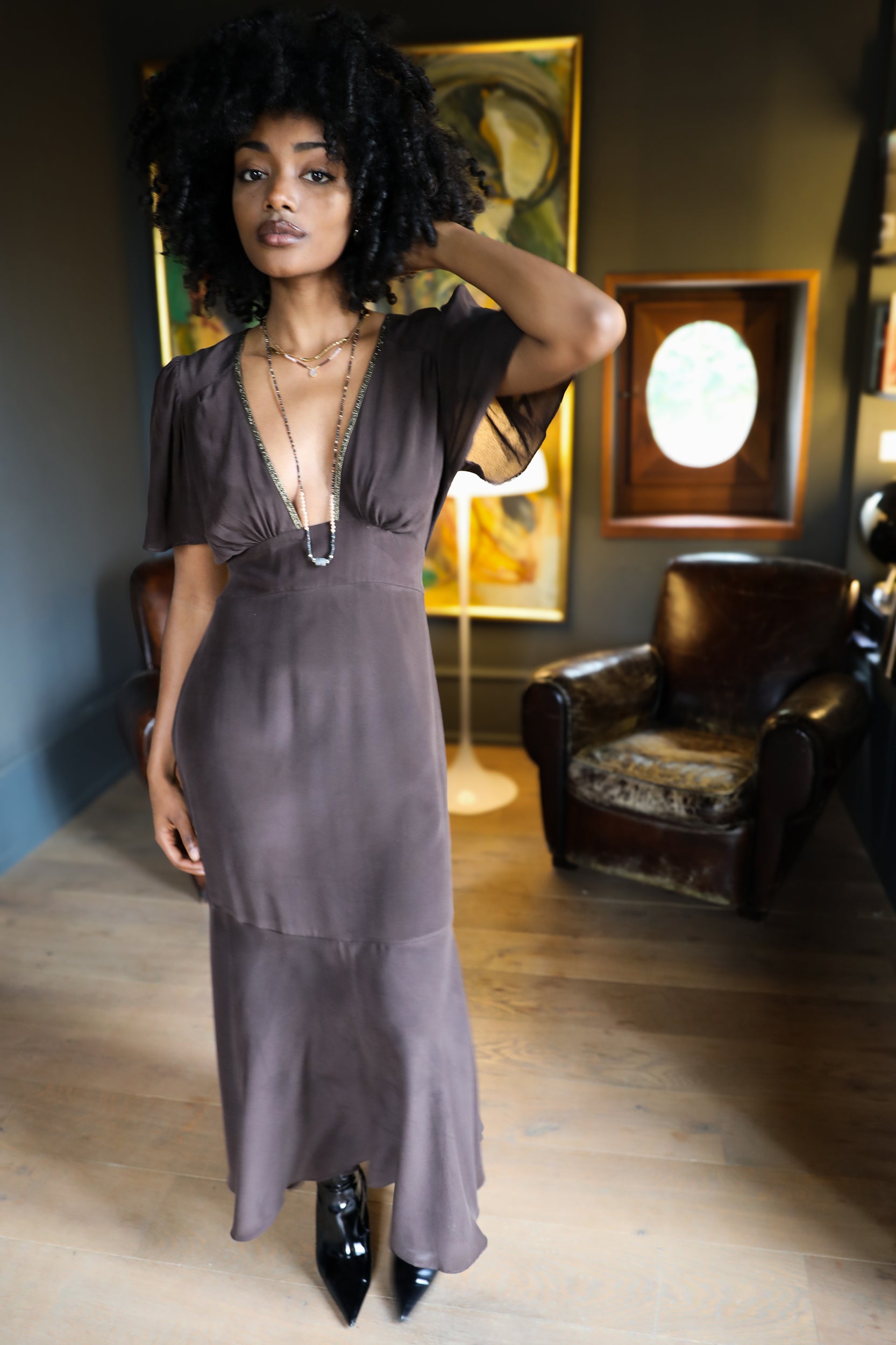 Iris Dress in Chocolate