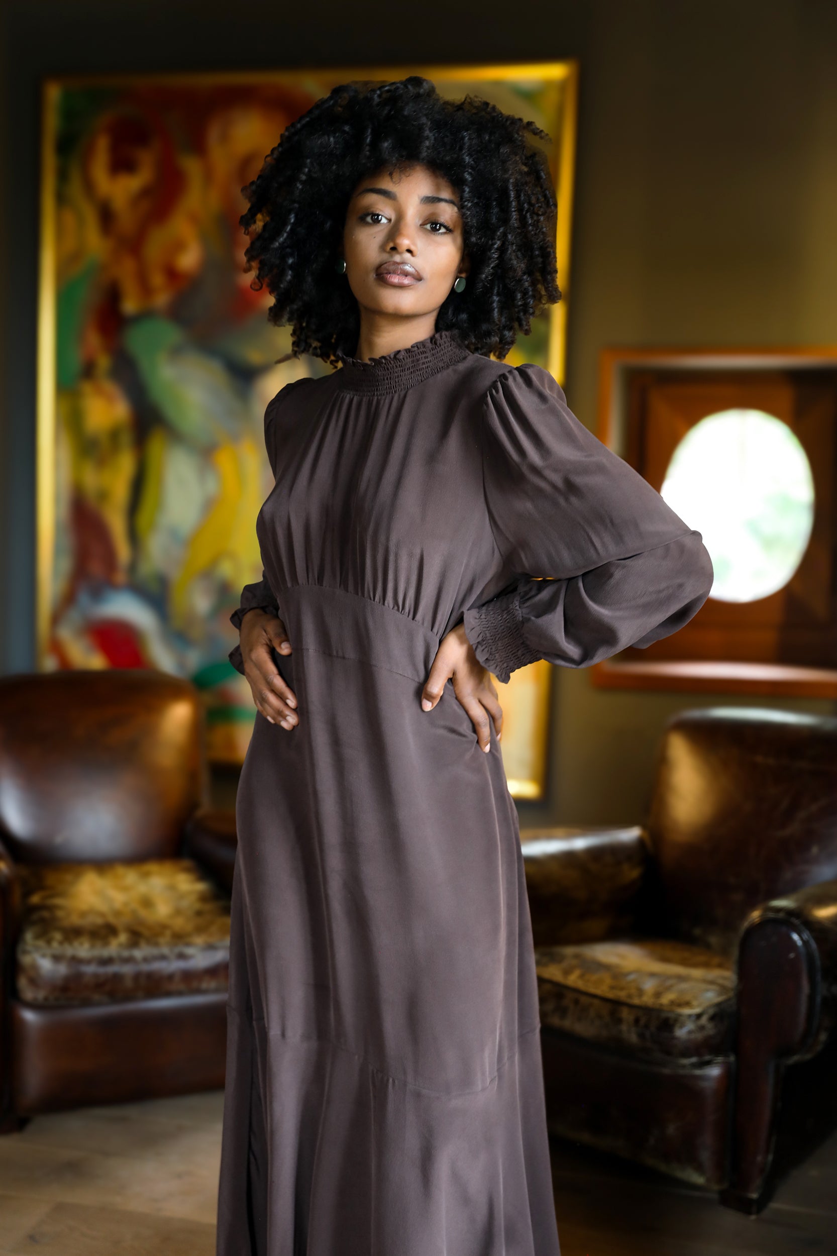 Hemera Dress in Chocolate