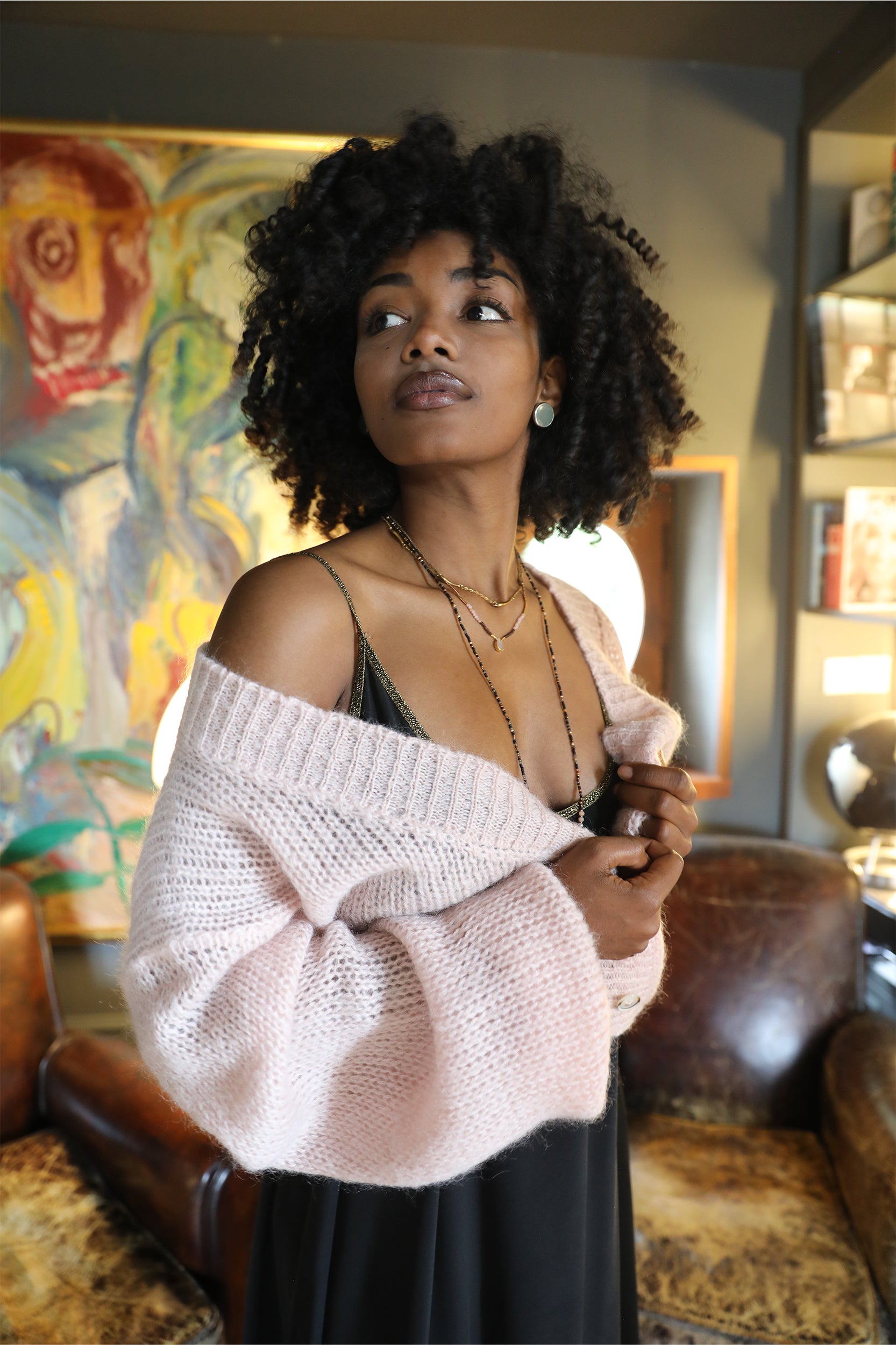 Cropped Cardigan in Blush