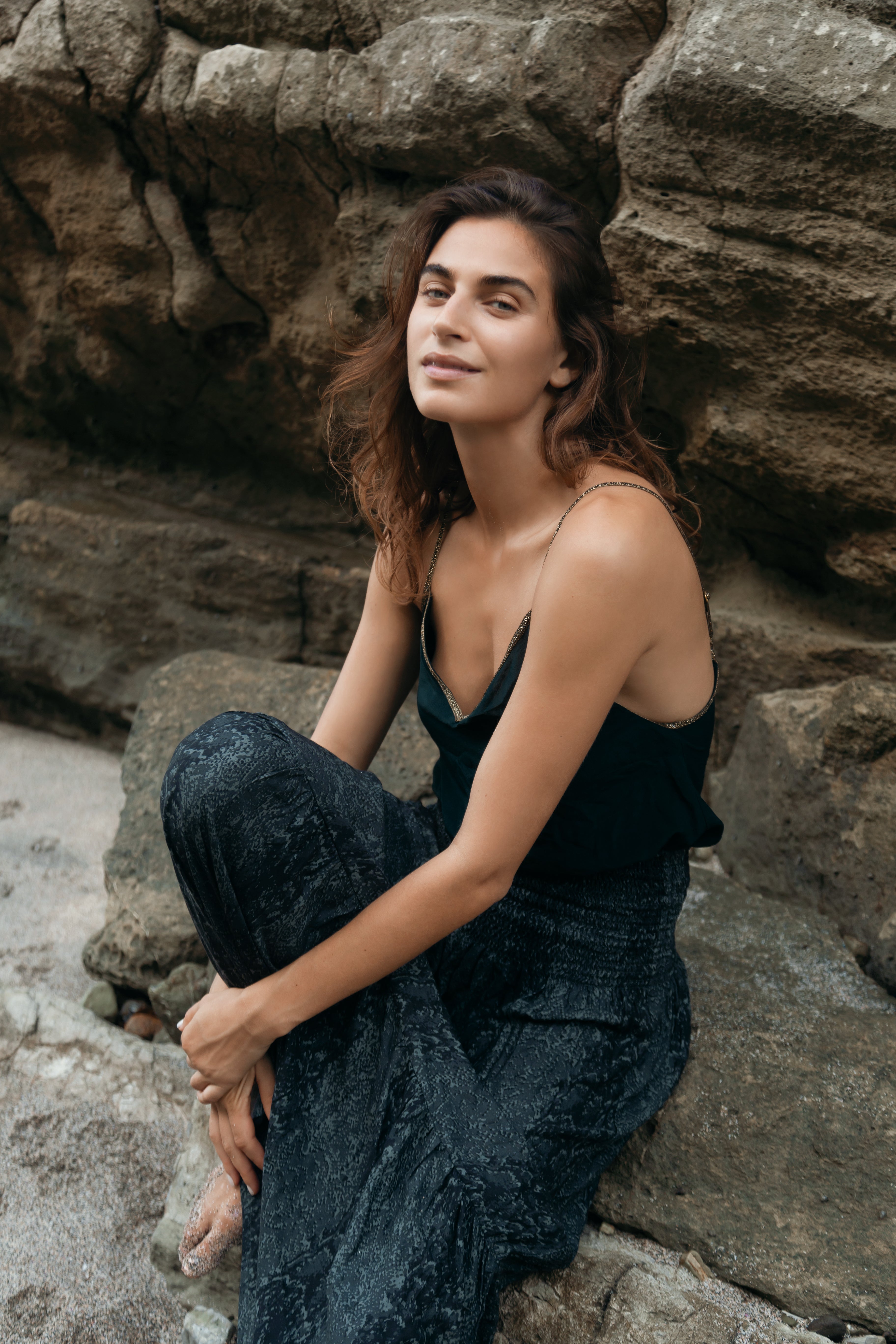 Gaia Skirt in Snake Print in Charcoal