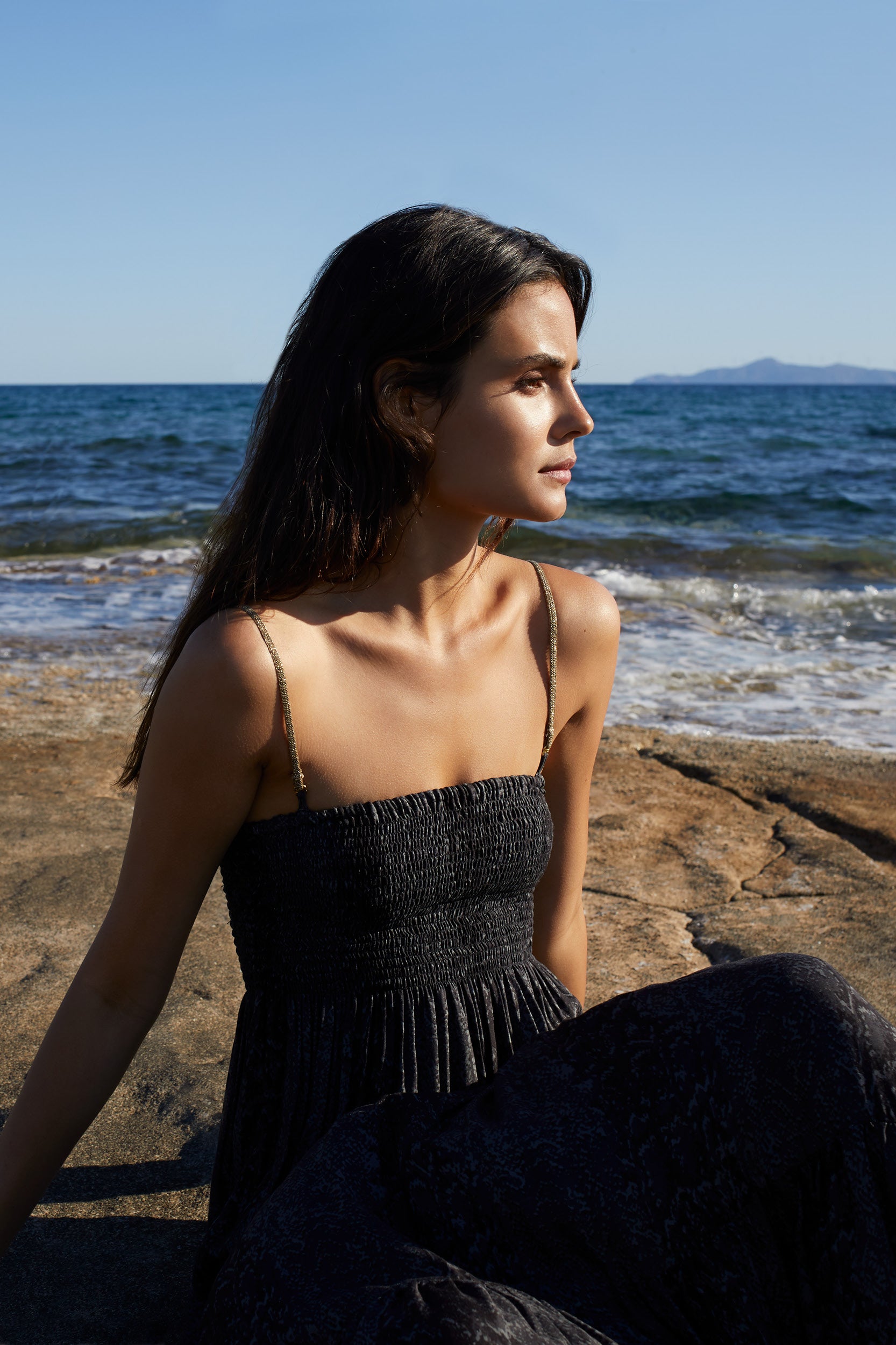 Gaia in Snake Print in Charcoal