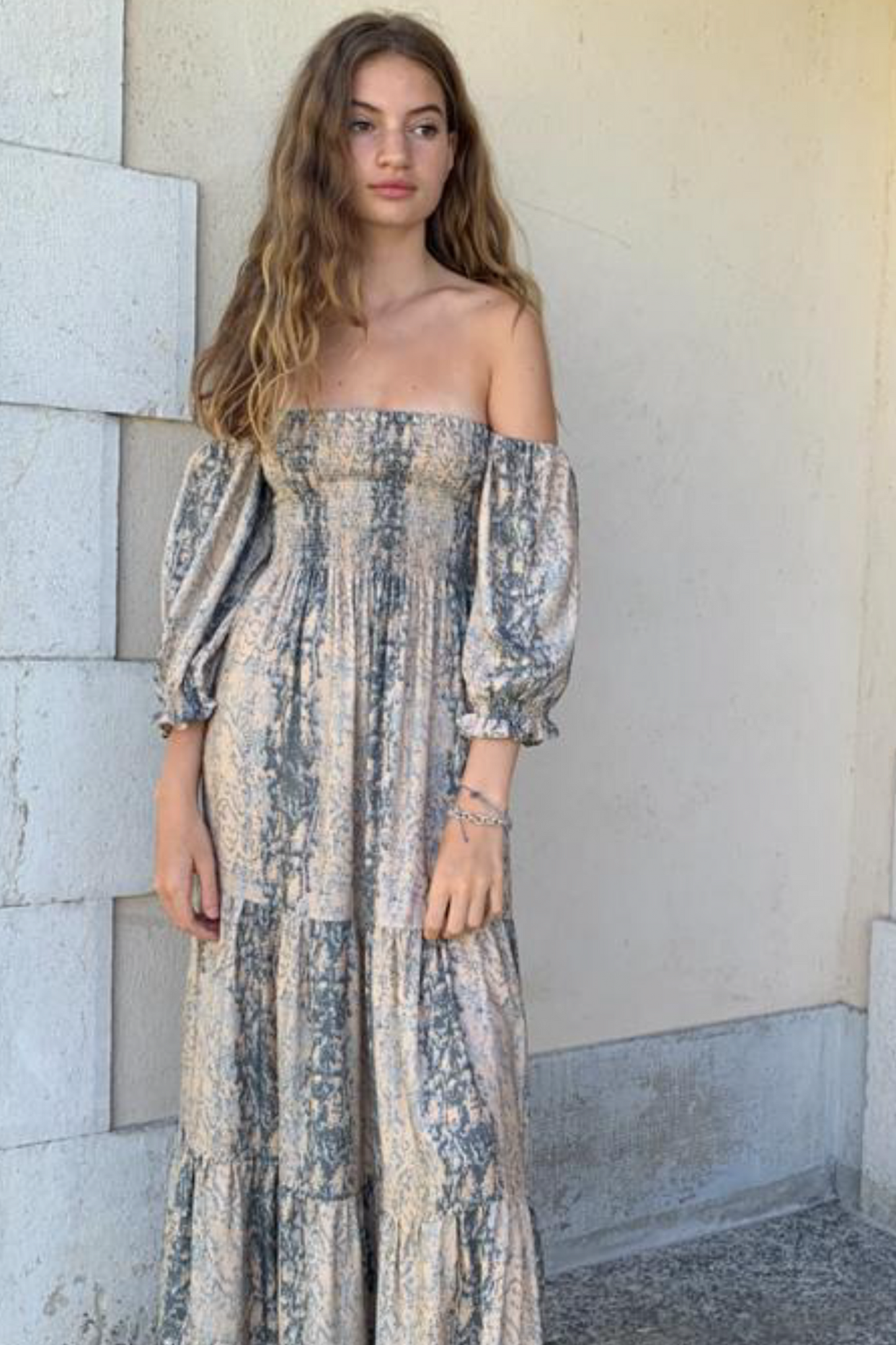 Helena in Snake Print in Sand Blush