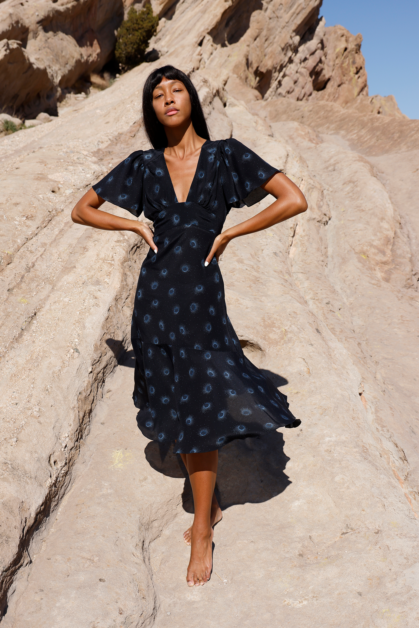 Iris in Medusa Print Silk in Midnight