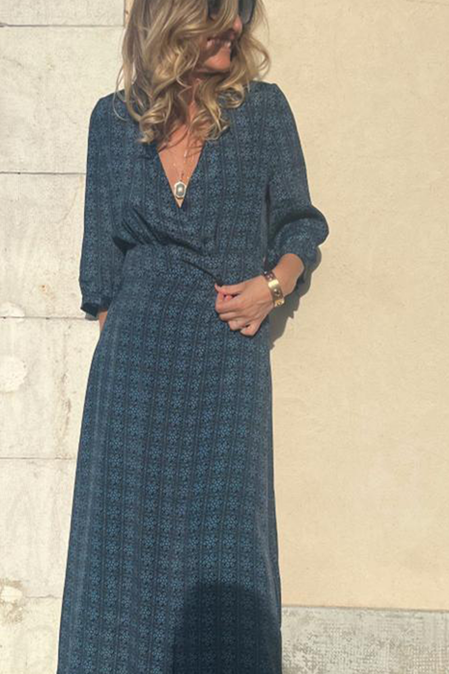 Athena in Vintage Petal Print in Blue